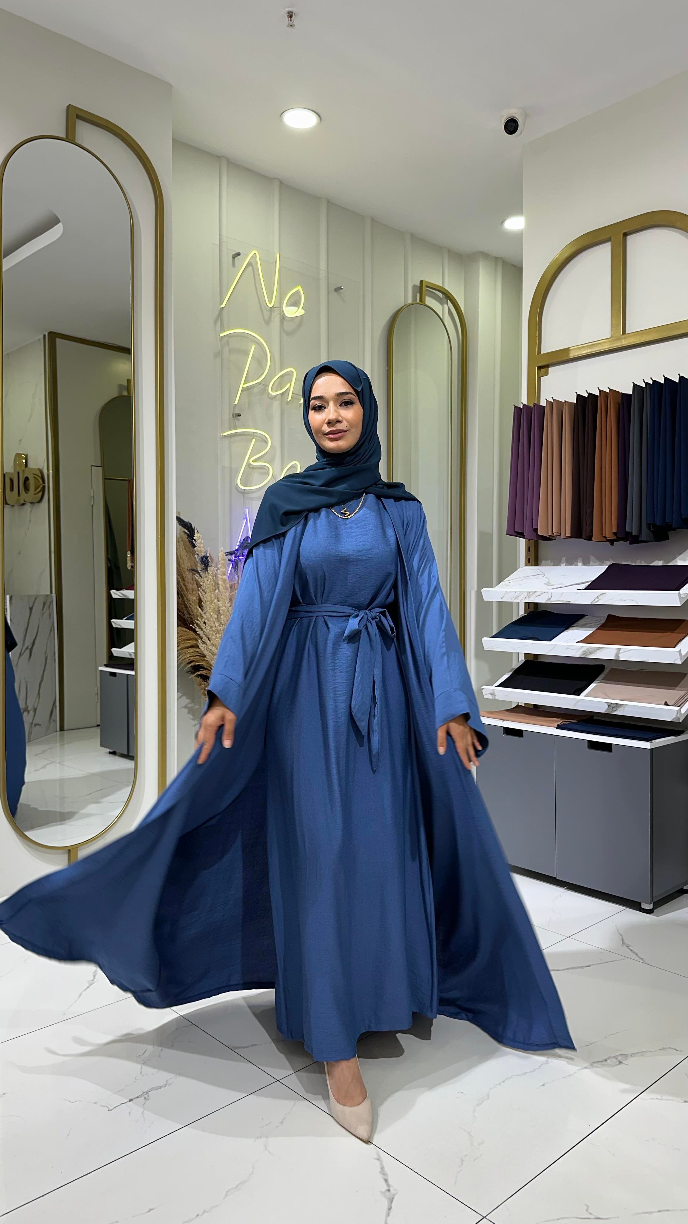 2'li Keten Takım Abaya - İndigo 