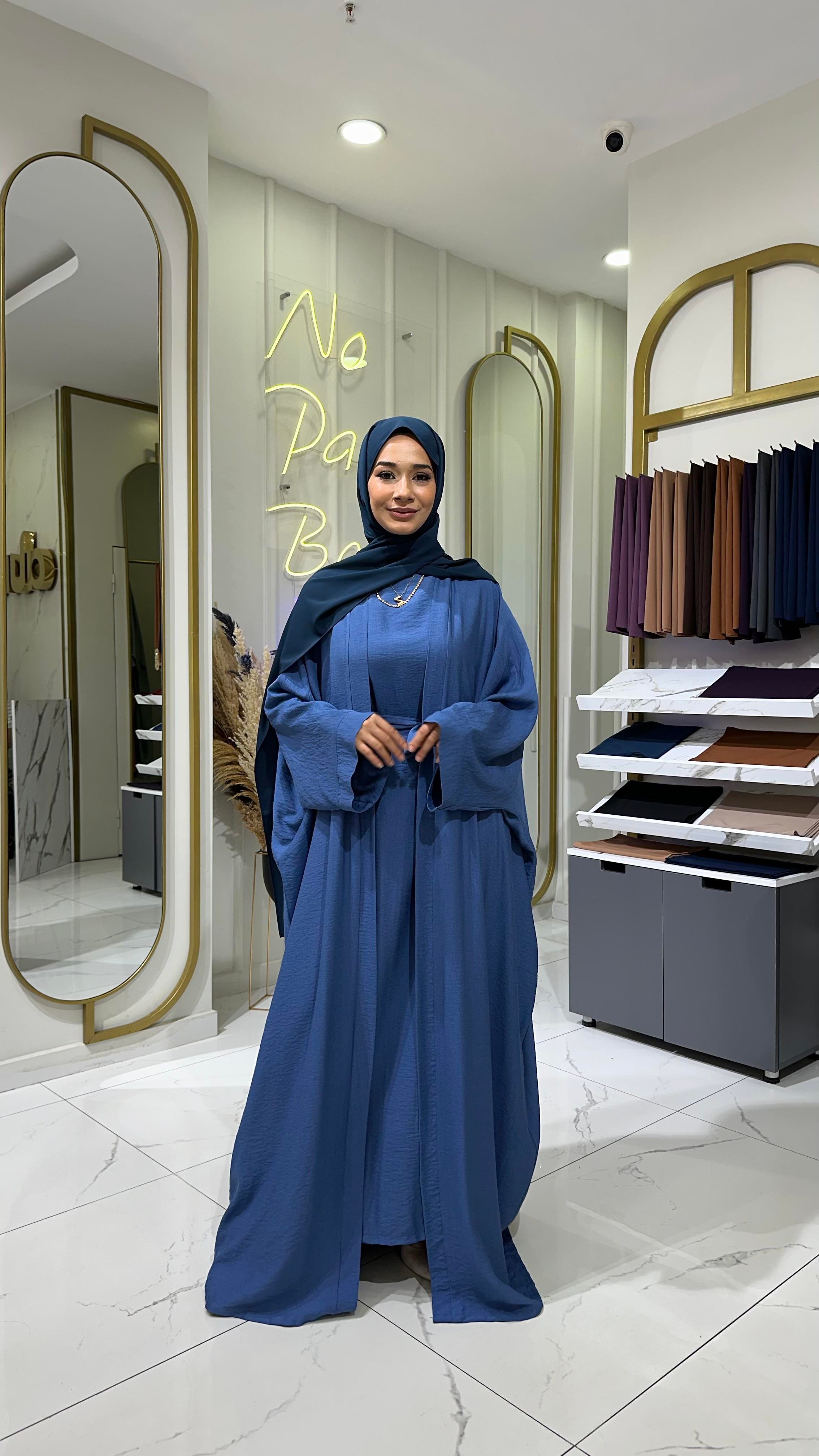 2'li Keten Takım Abaya - İndigo 