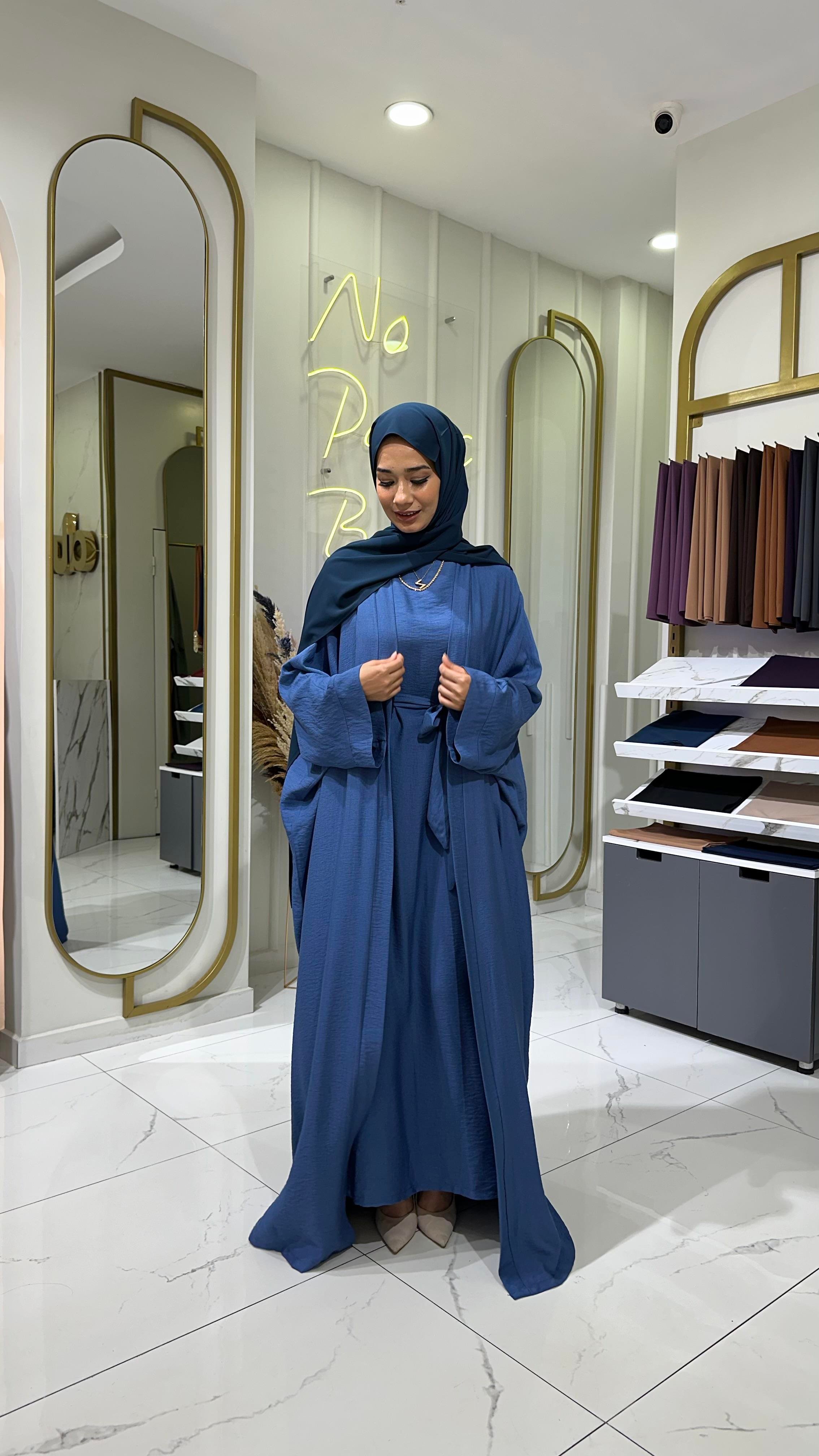 2'li Keten Takım Abaya - İndigo 