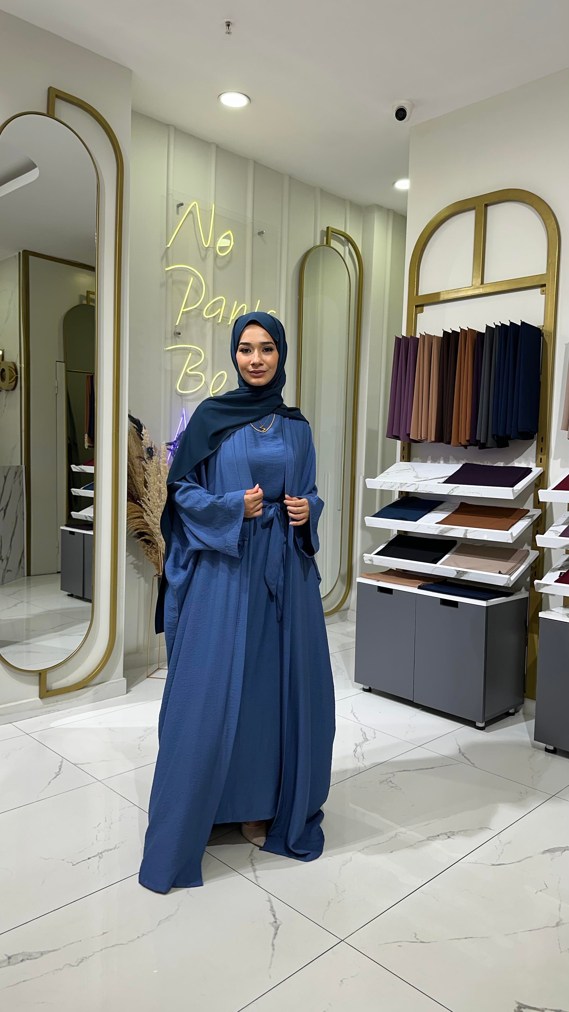 2'li Keten Takım Abaya - İndigo 