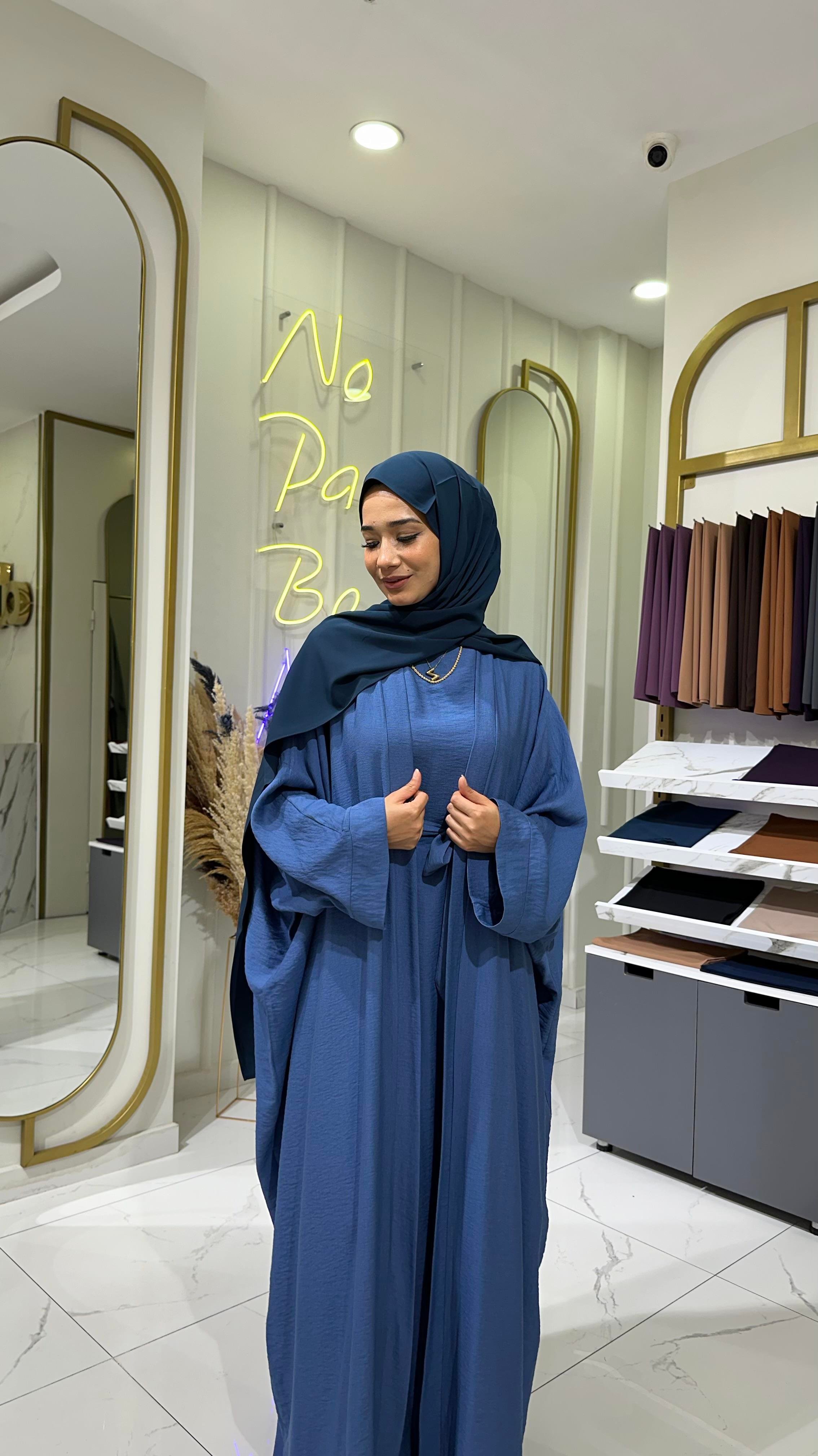 2'li Keten Takım Abaya - İndigo 