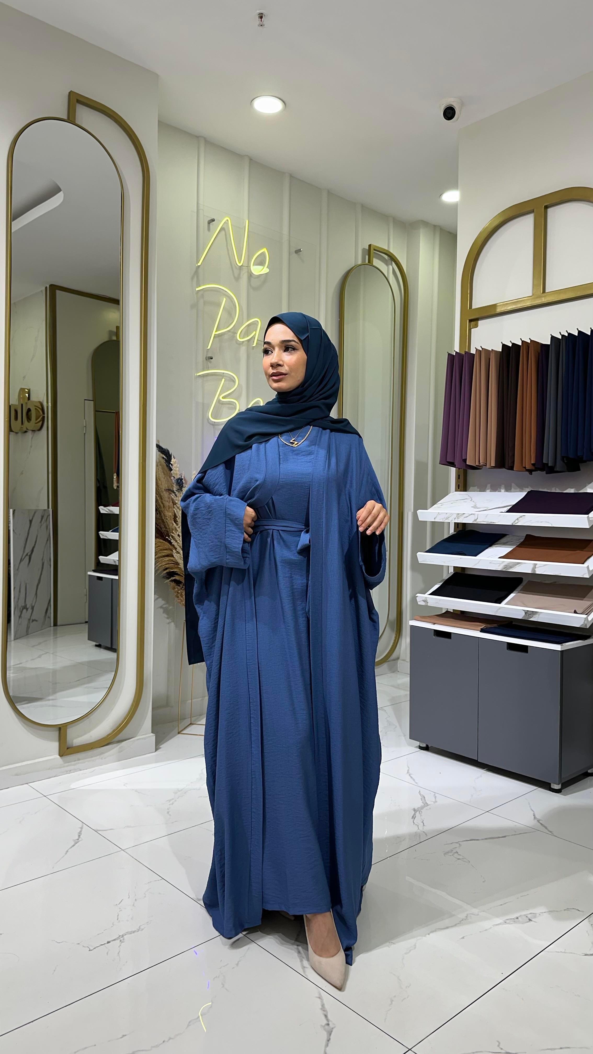 2'li Keten Takım Abaya - İndigo 