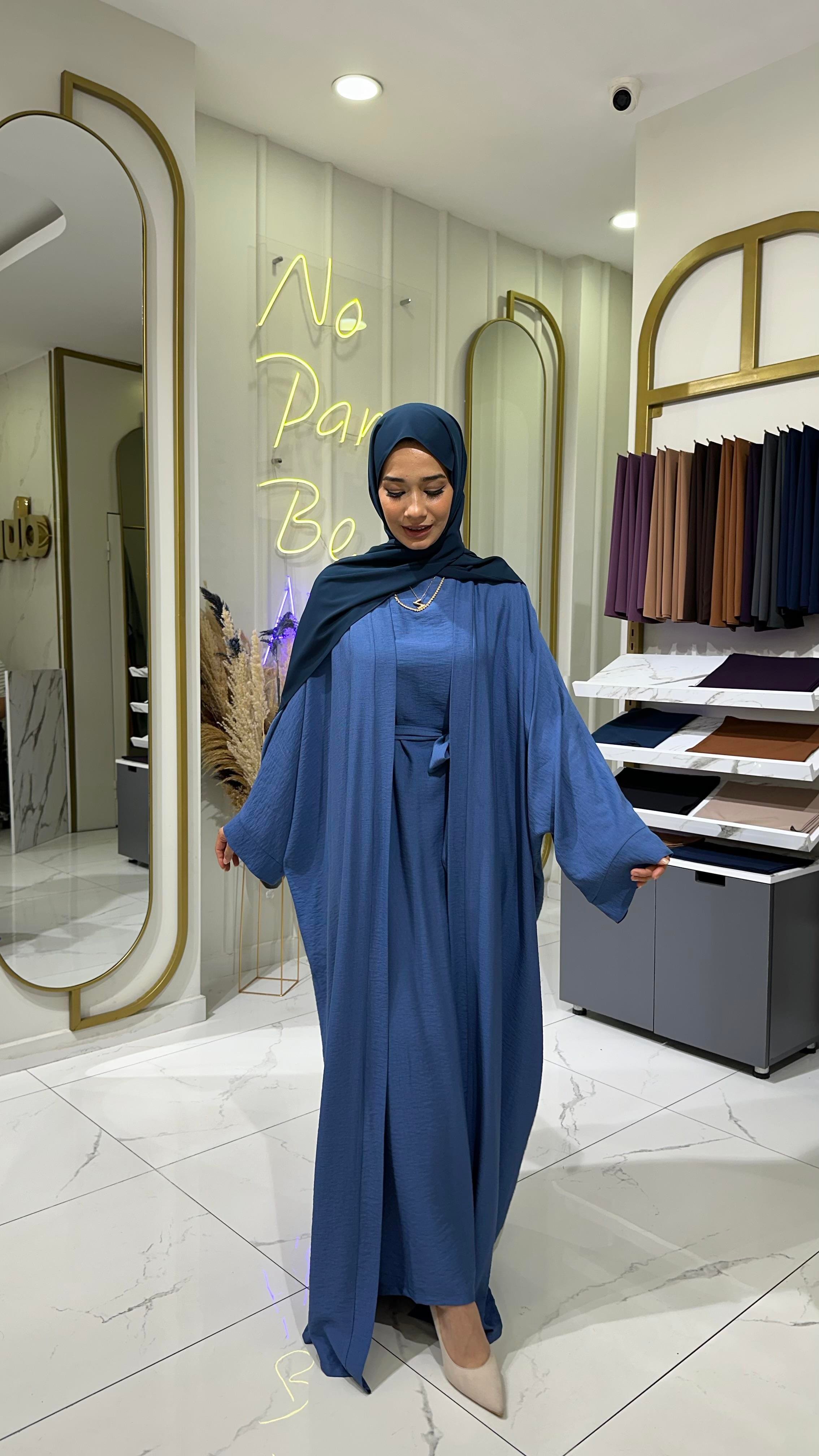 2'li Keten Takım Abaya - İndigo 