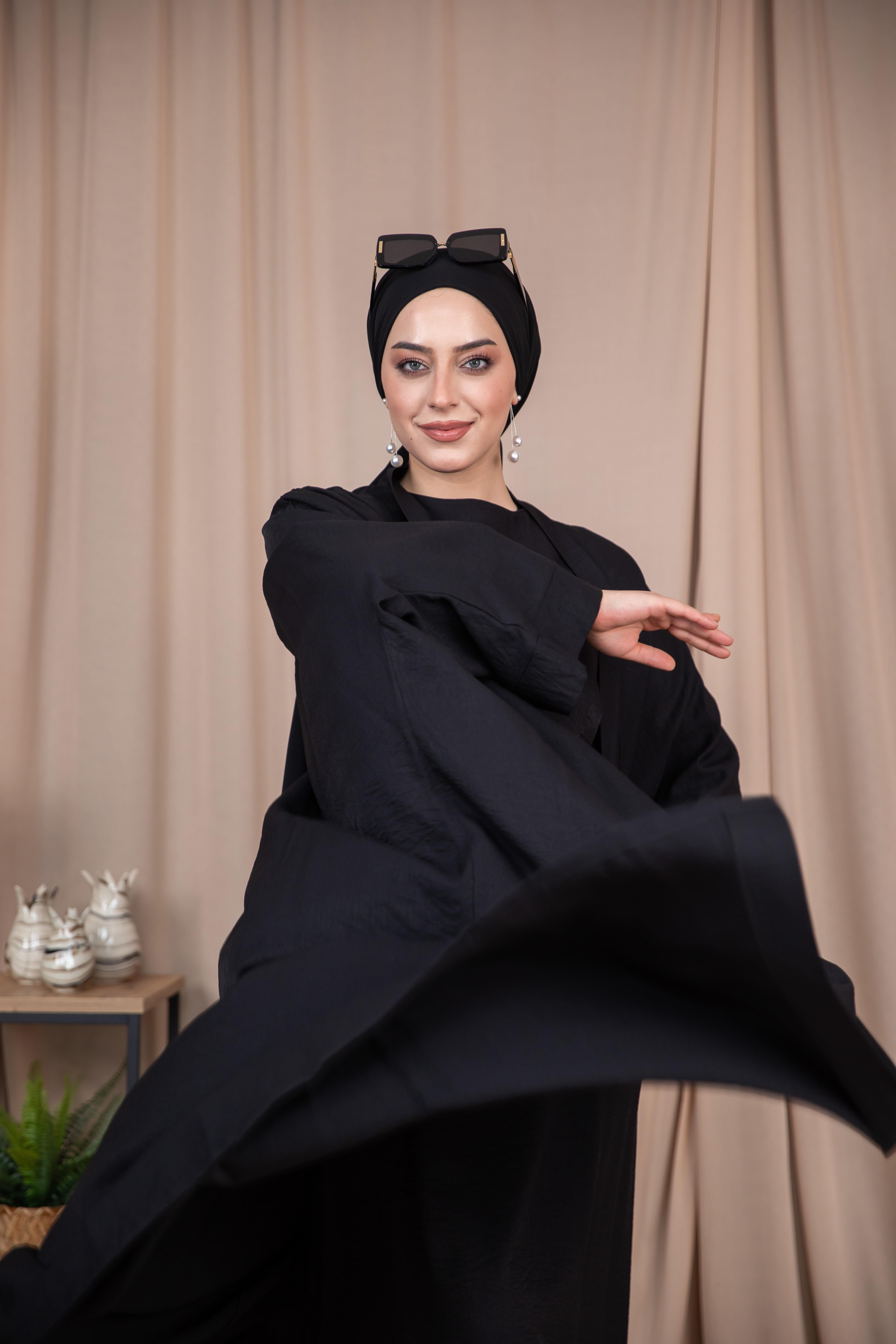 2'li Keten Takım Abaya - Siyah 