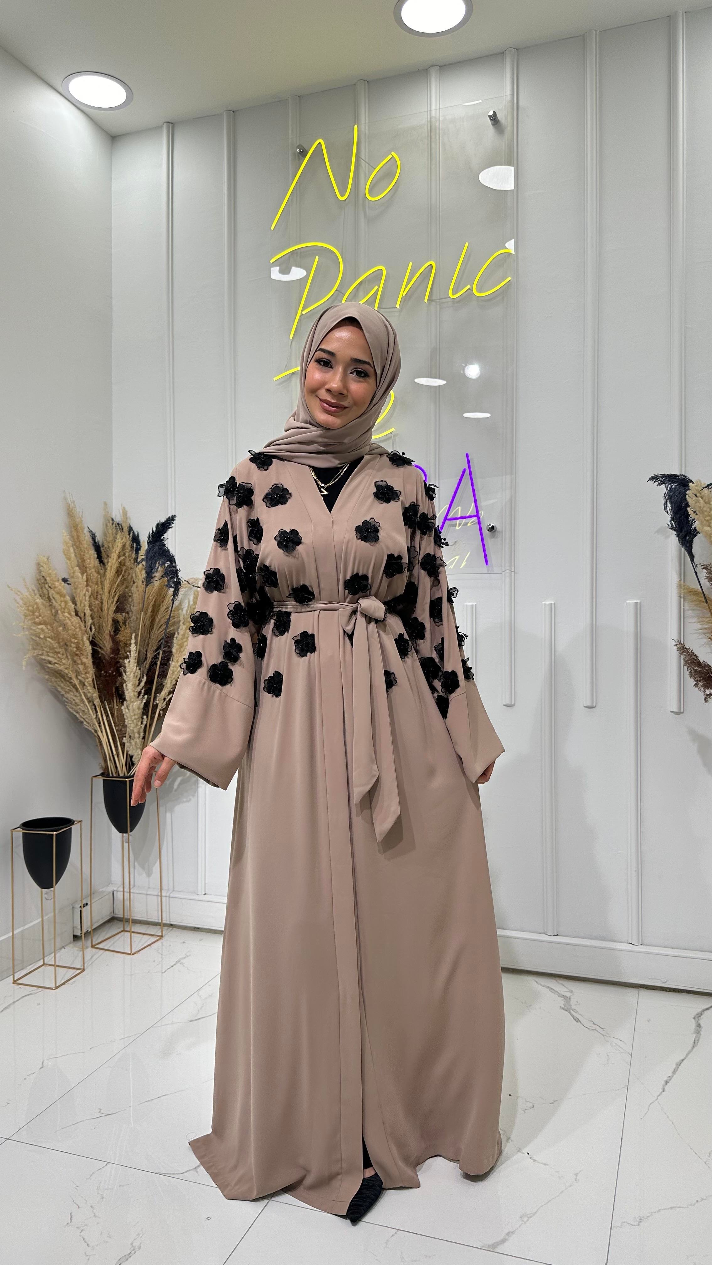 3 Boyutlu Abaya - Bej