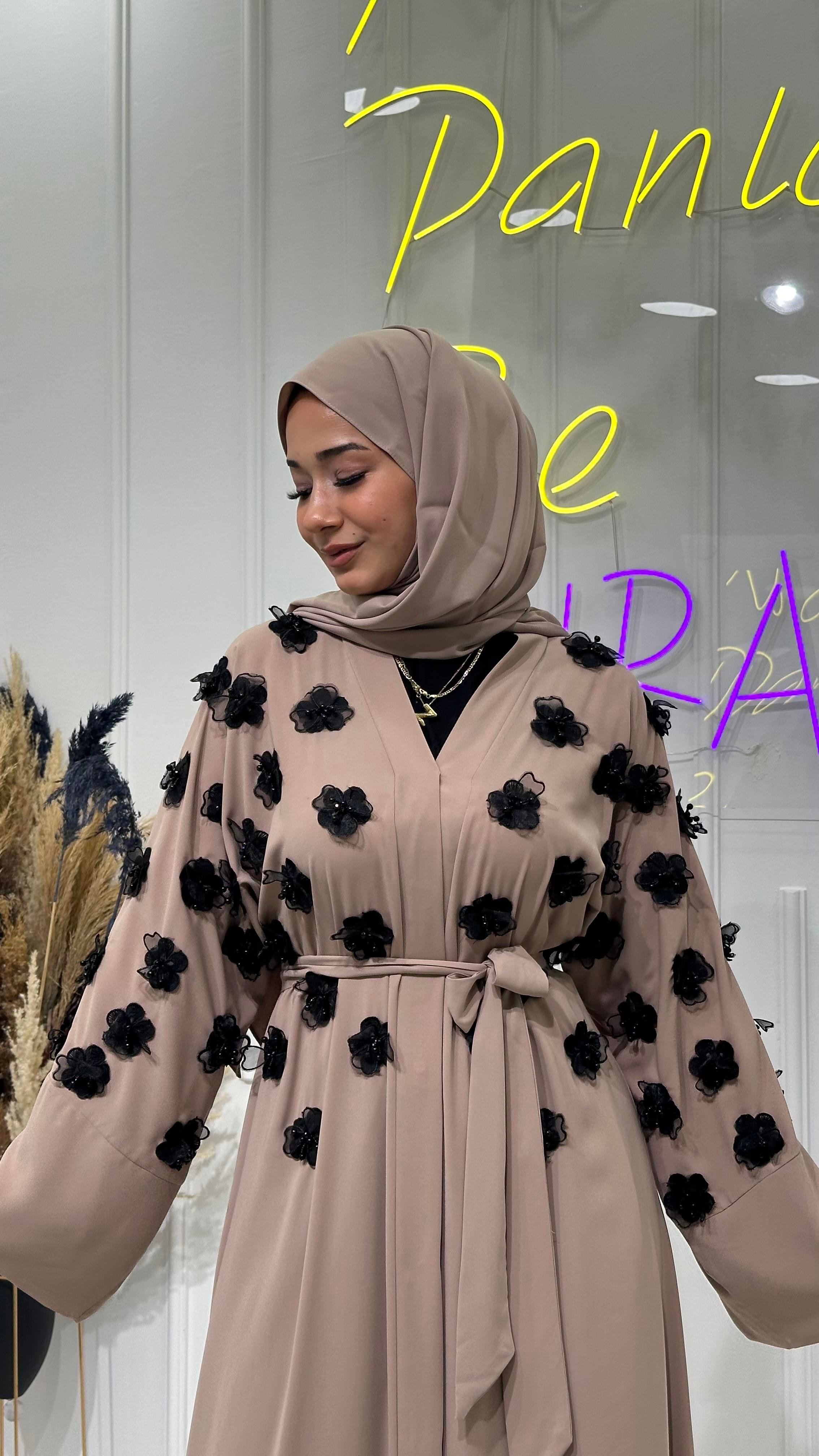 3 Boyutlu Abaya - Bej