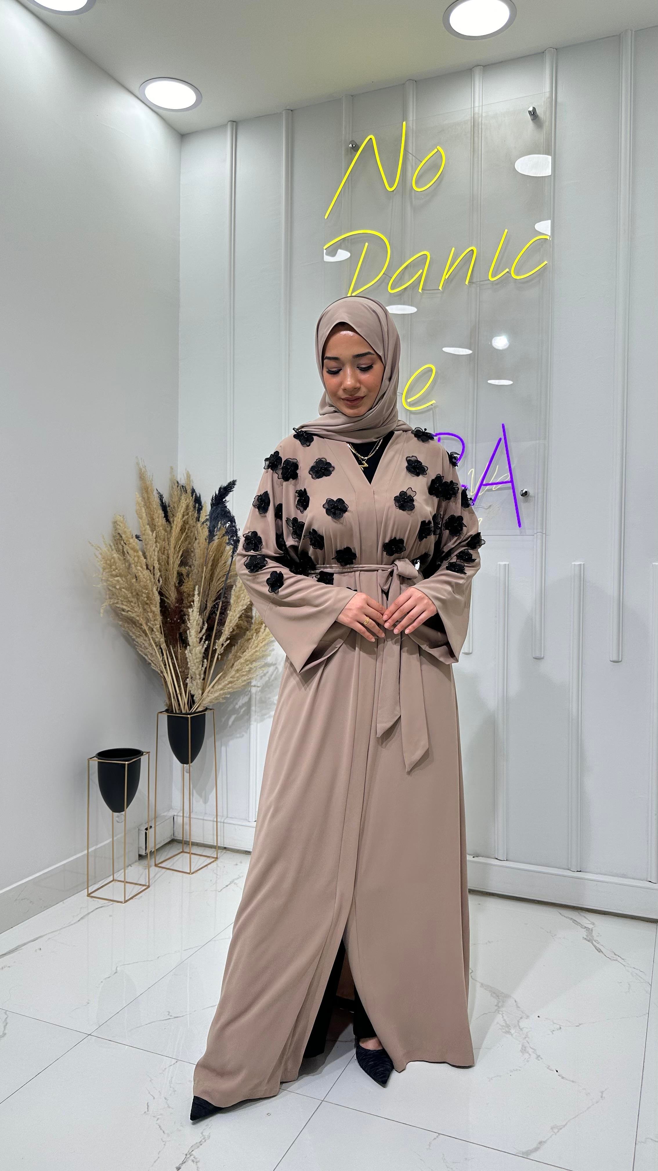 3 Boyutlu Abaya - Bej