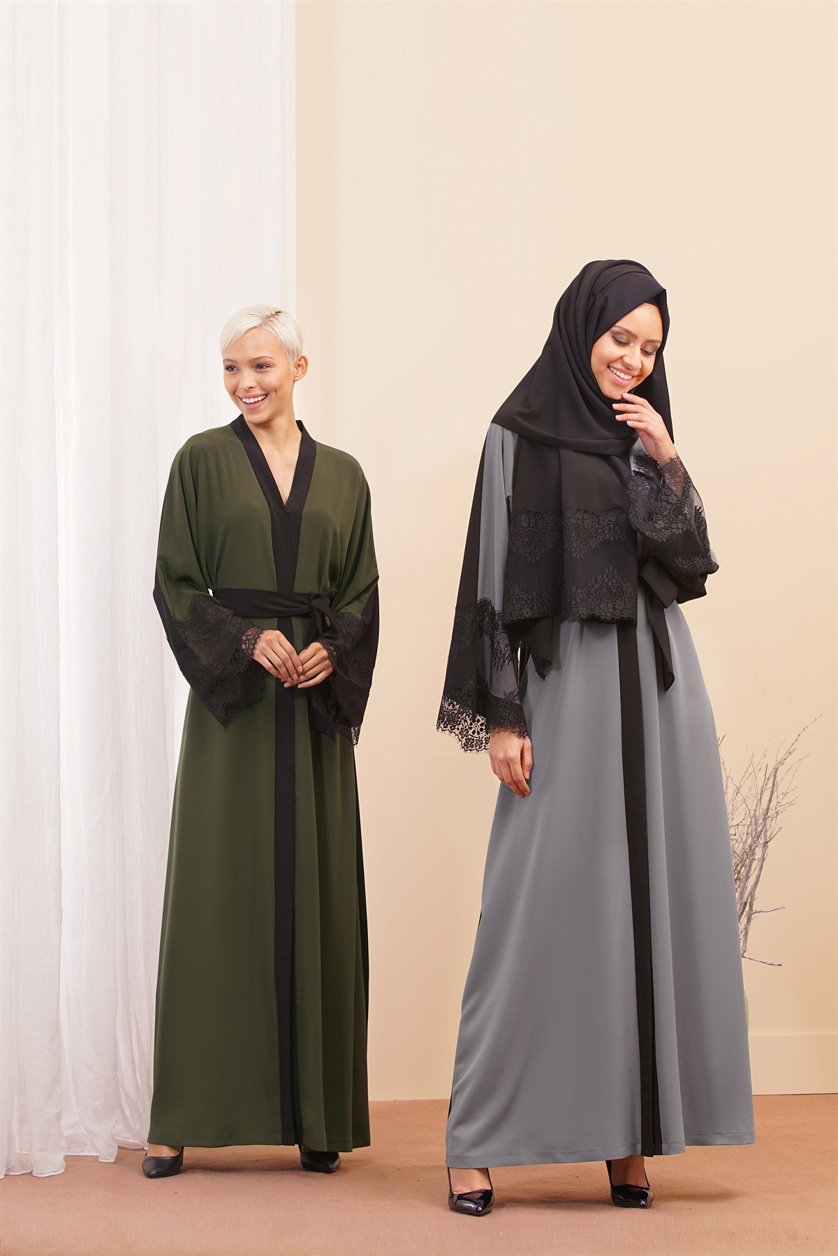 Çift Renkli Abaya - Füme
