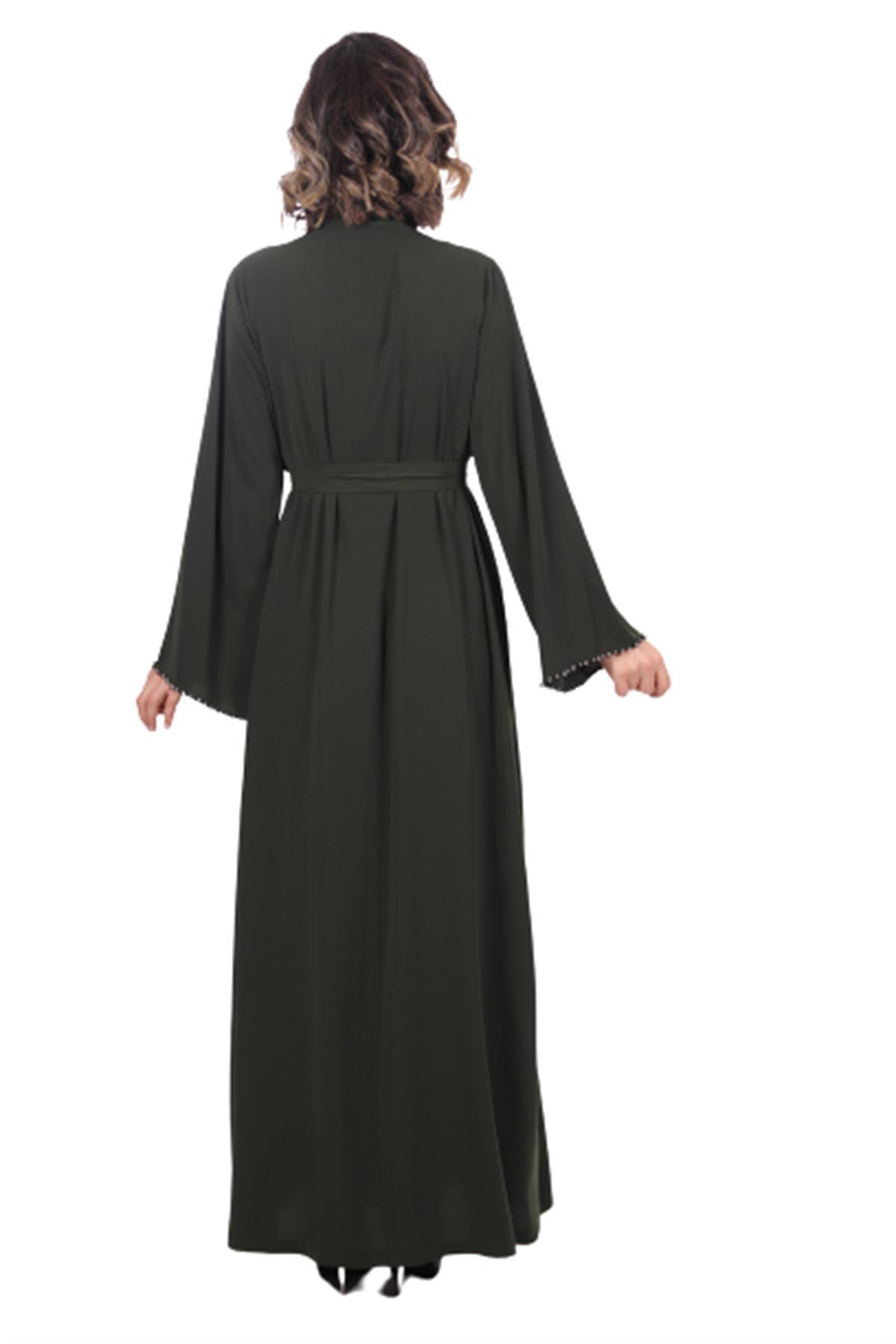 İnci Şeritli Abaya - Haki