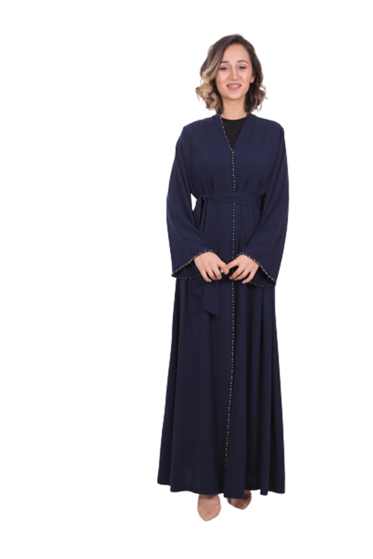 İnci Şeritli Abaya - Lacivert