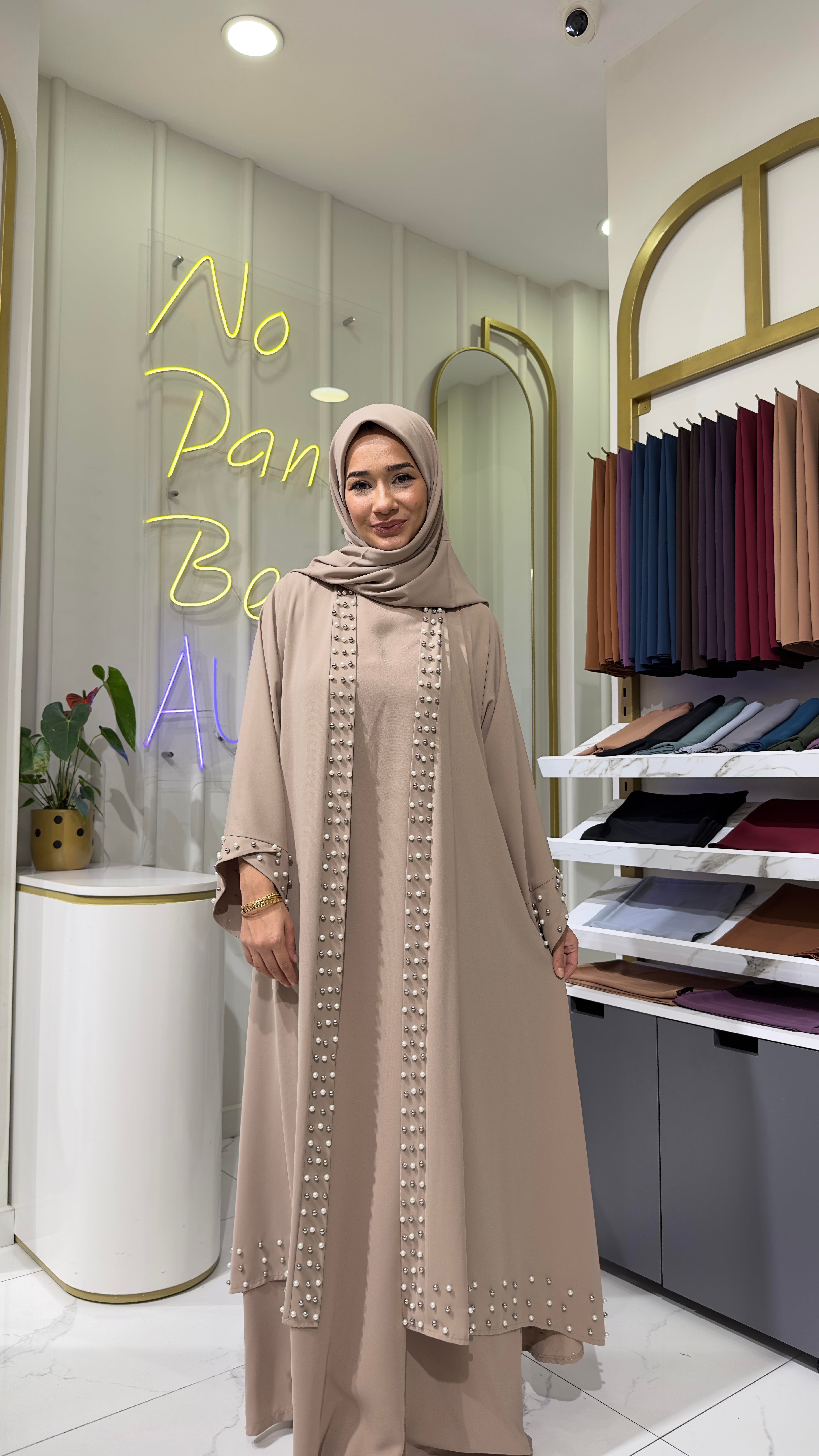 İncili Kimono - Bej