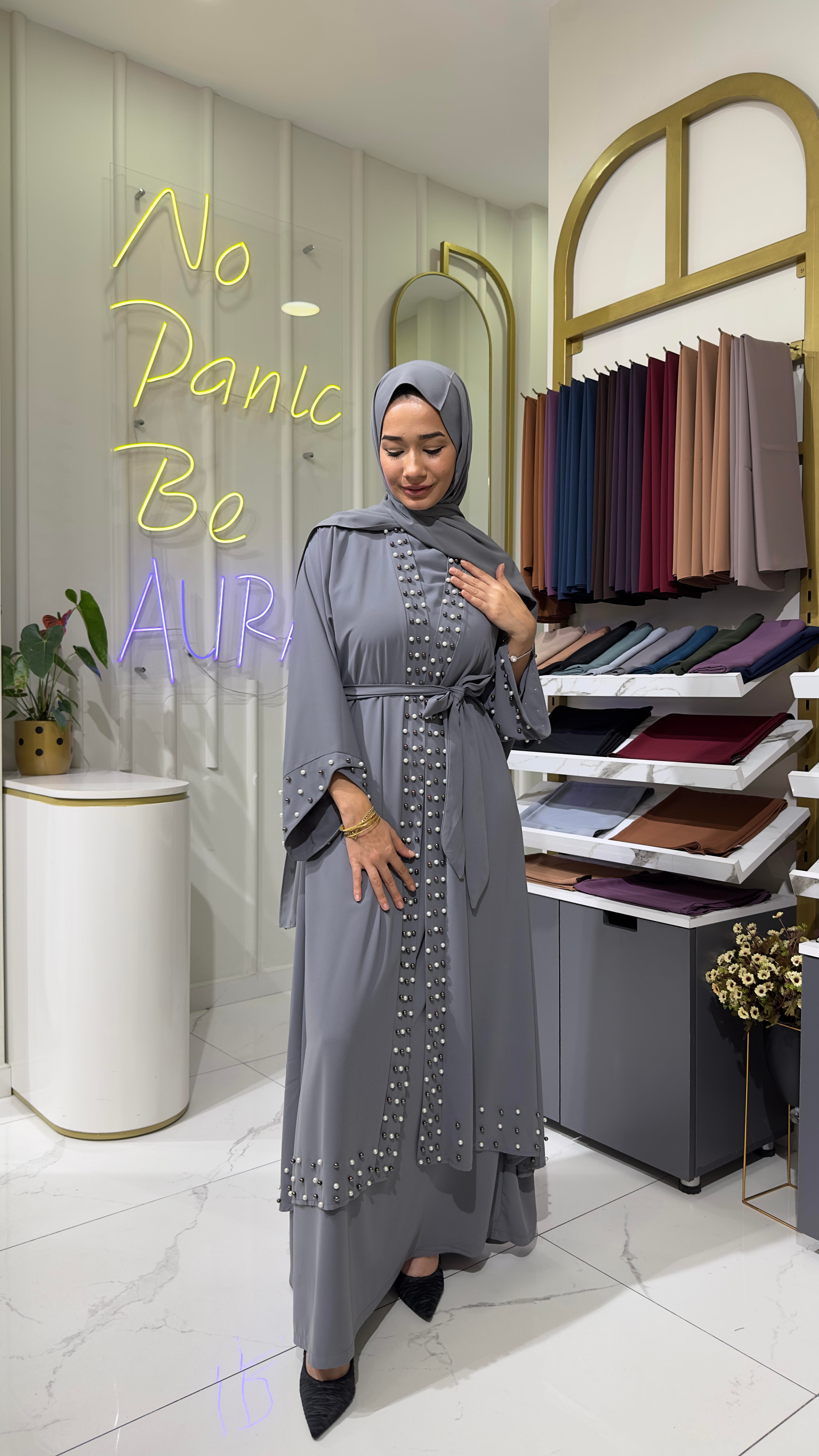 İncili Kimono - Füme 