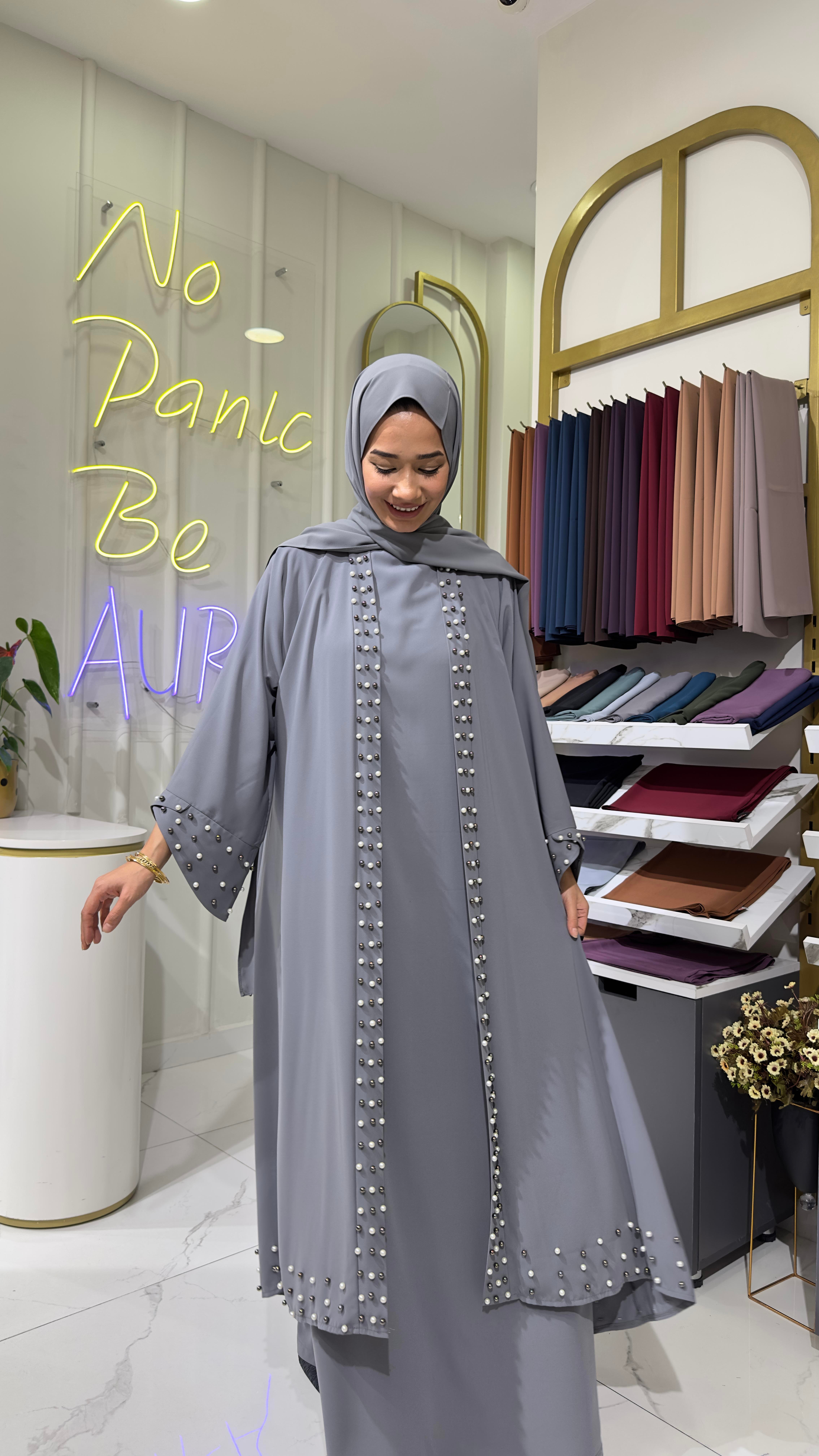 İncili Kimono - Füme 
