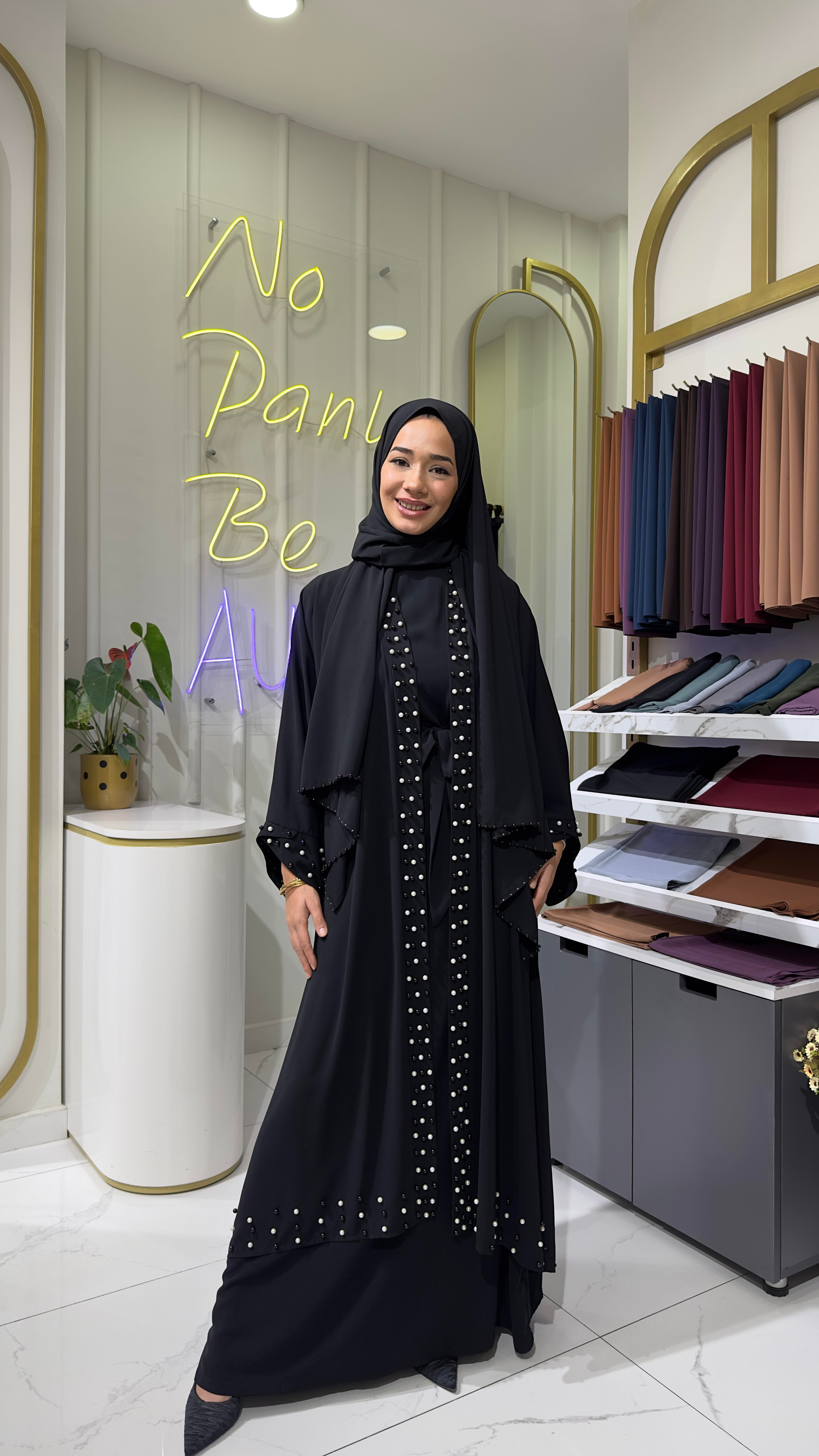 İncili Kimono - Siyah