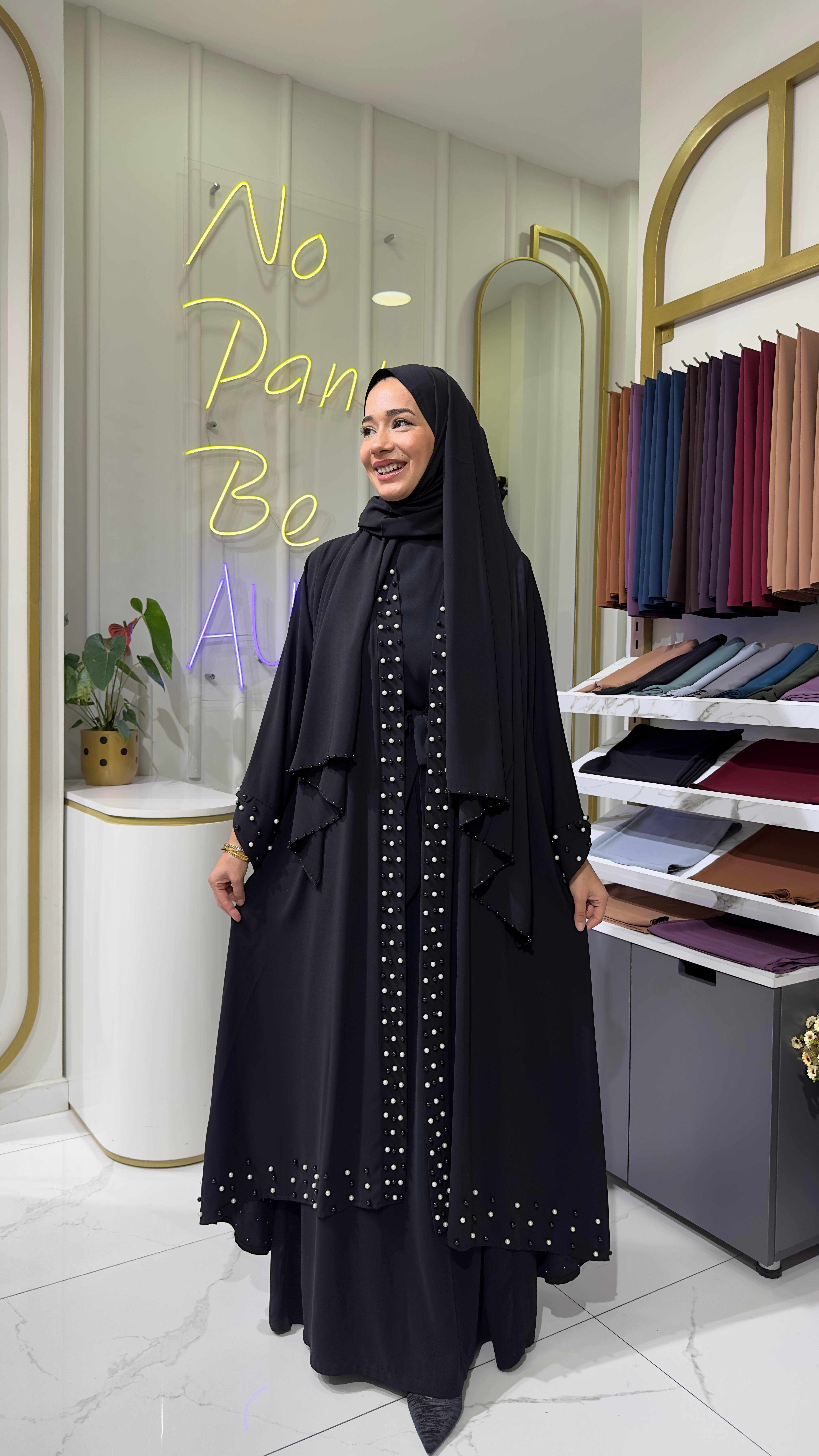 İncili Kimono - Siyah