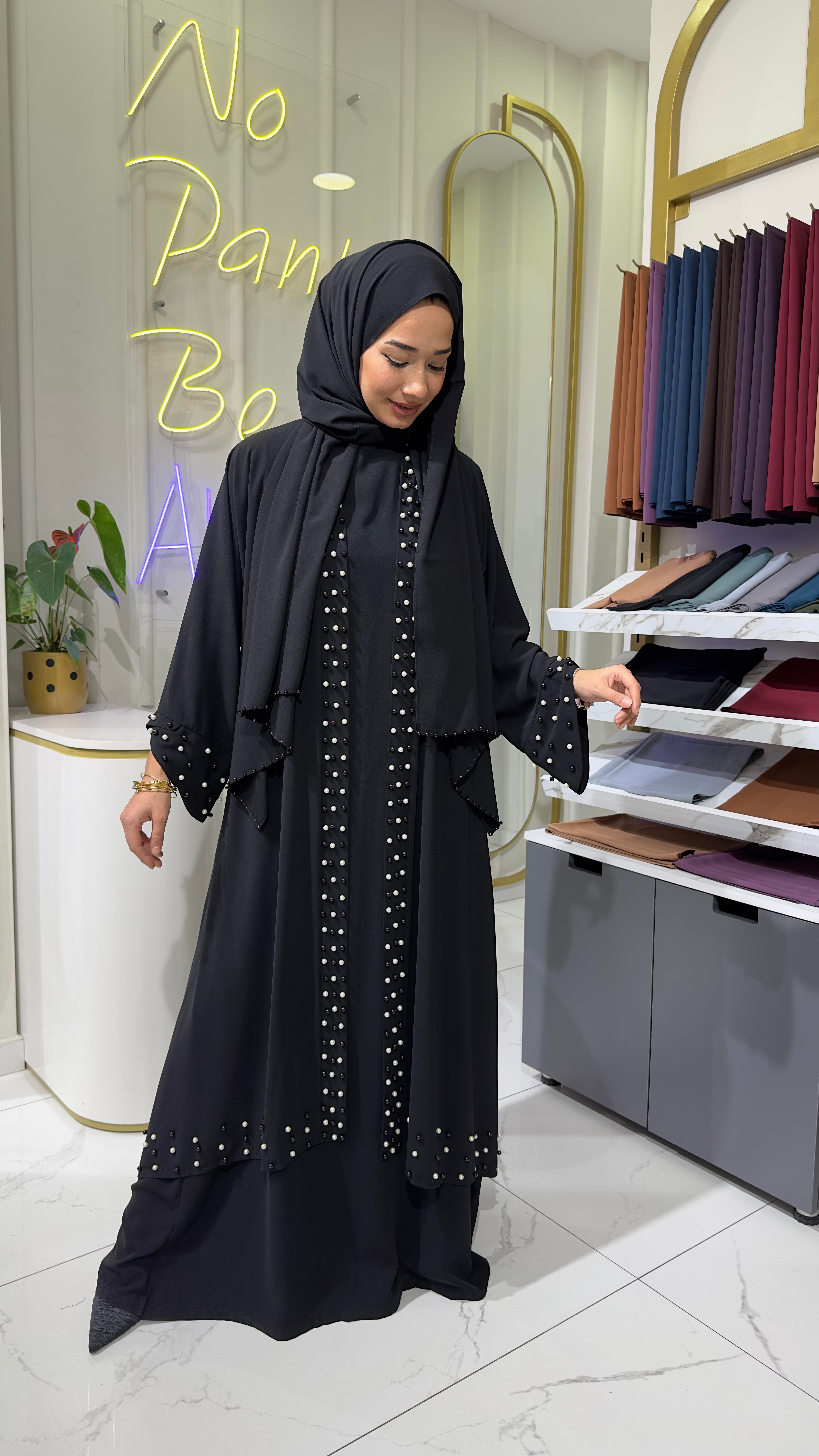 İncili Kimono - Siyah