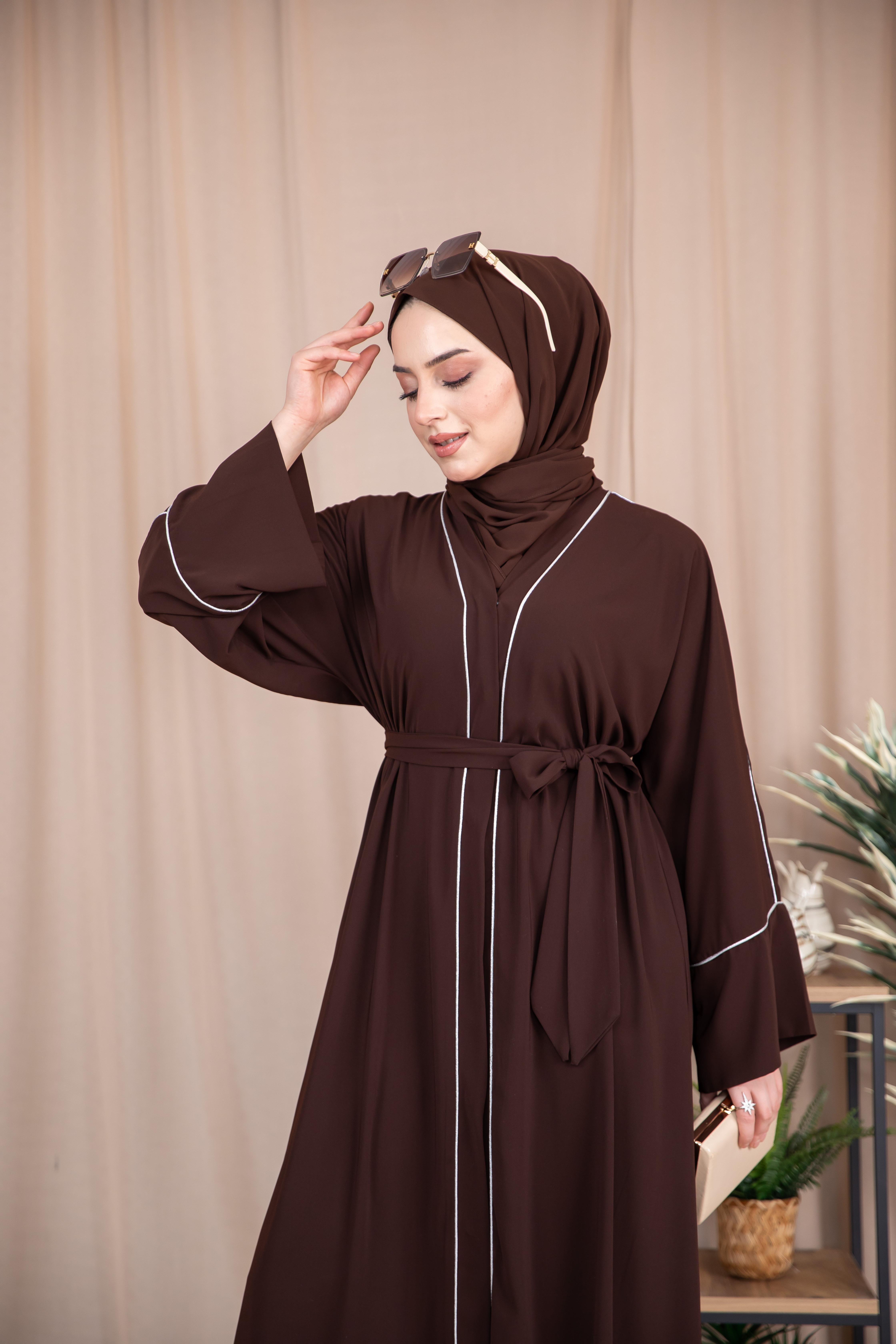 Omuz Biyeli Abaya - Acı Kahve
