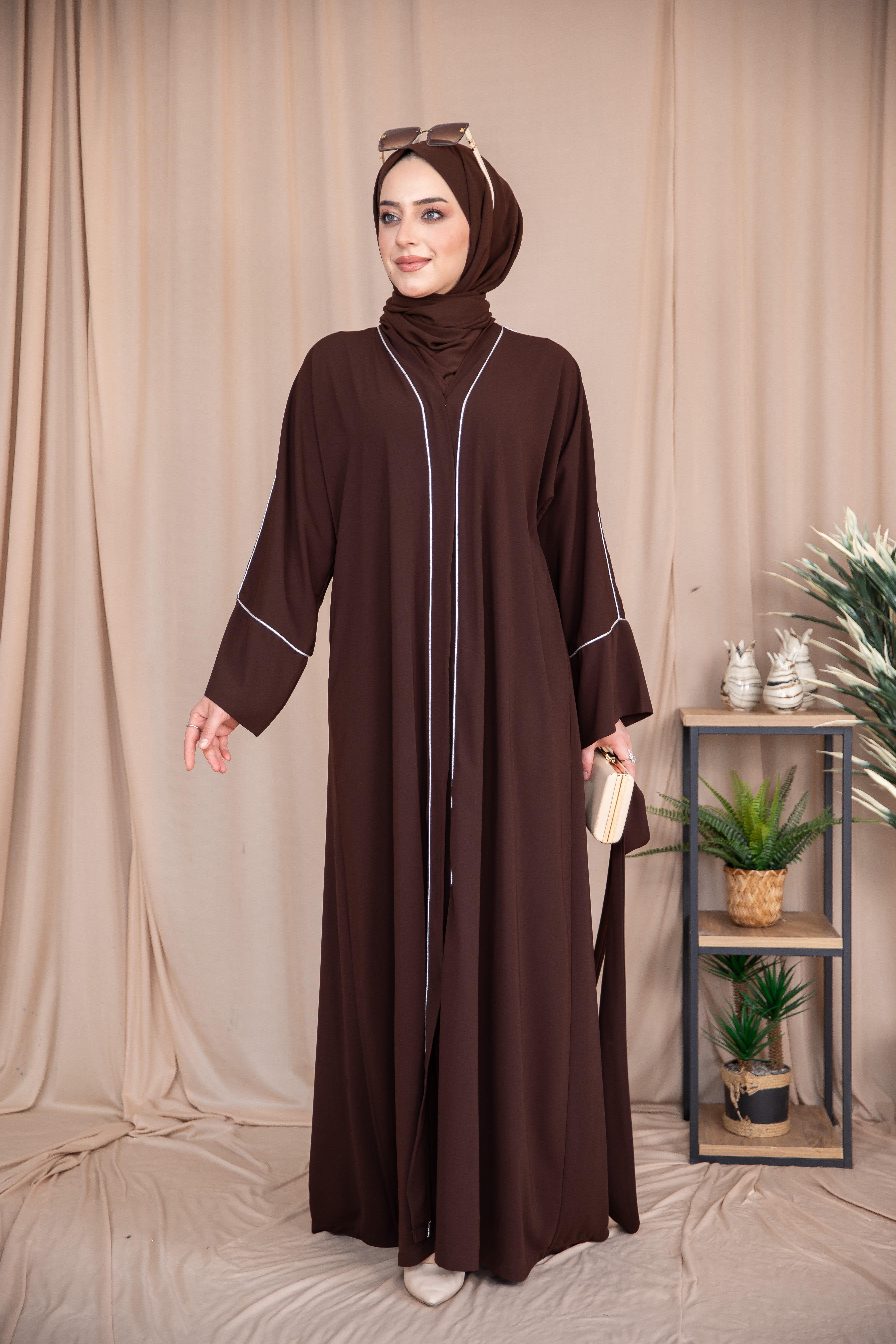 Omuz Biyeli Abaya - Acı Kahve