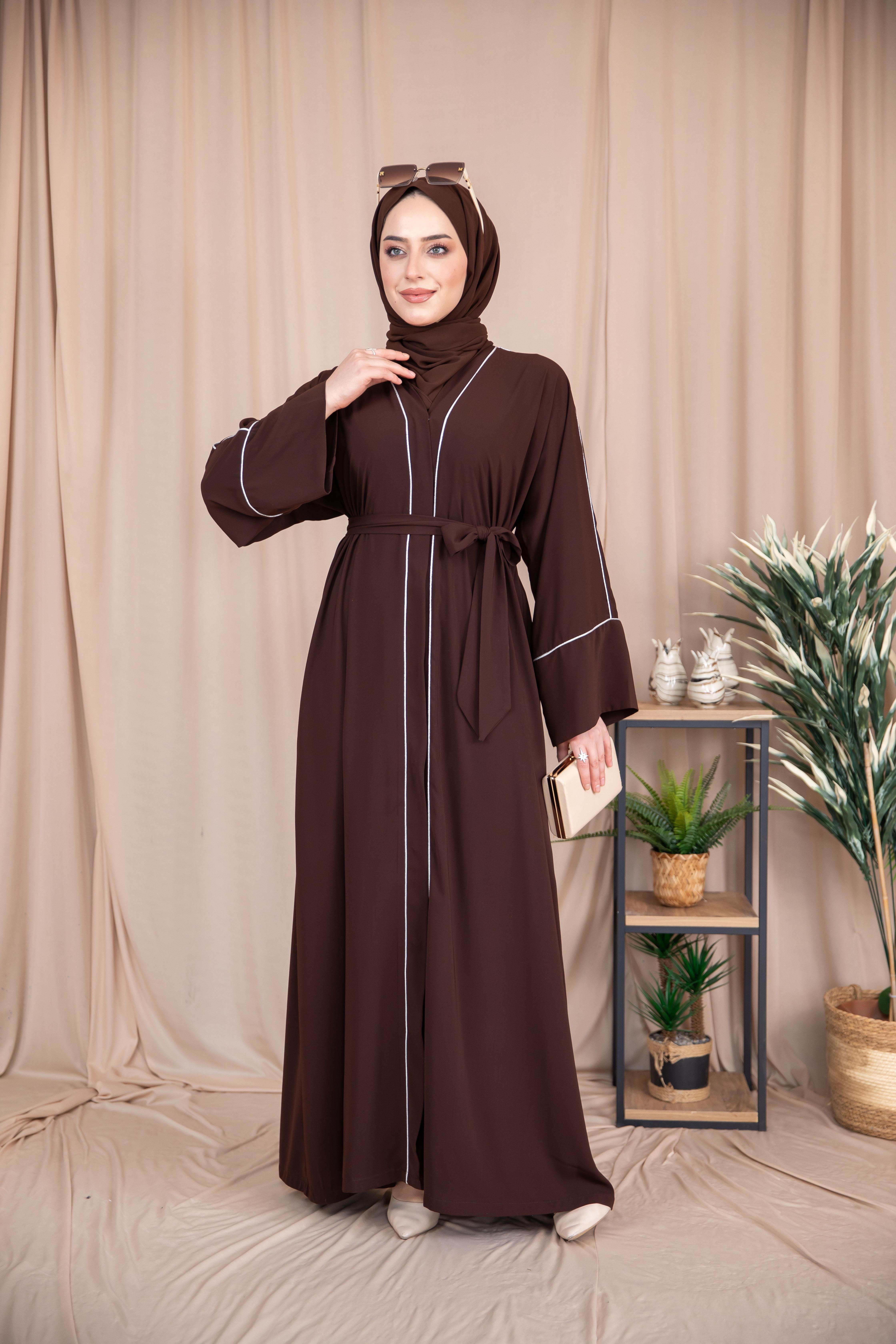 Omuz Biyeli Abaya - Acı Kahve