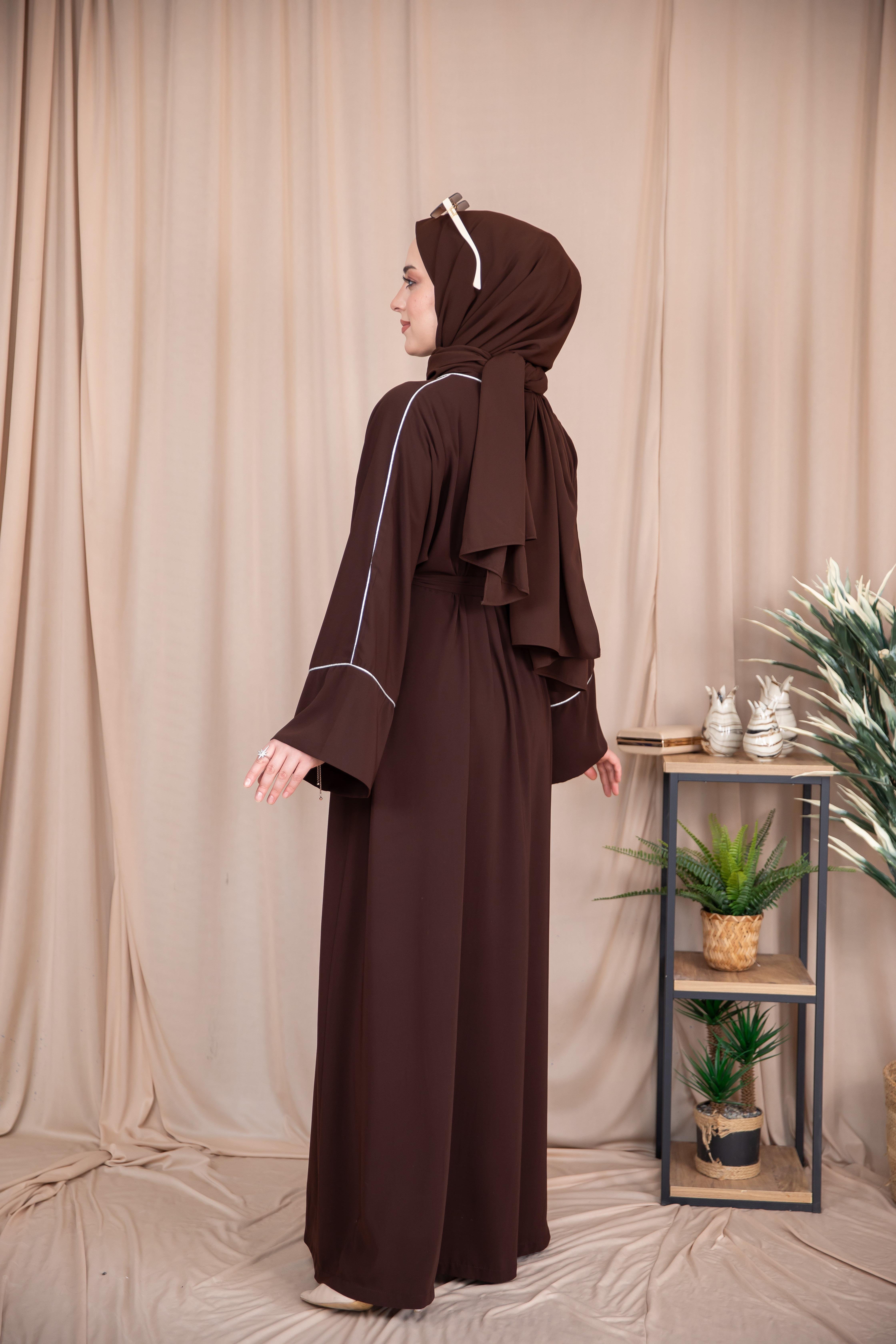 Omuz Biyeli Abaya - Acı Kahve