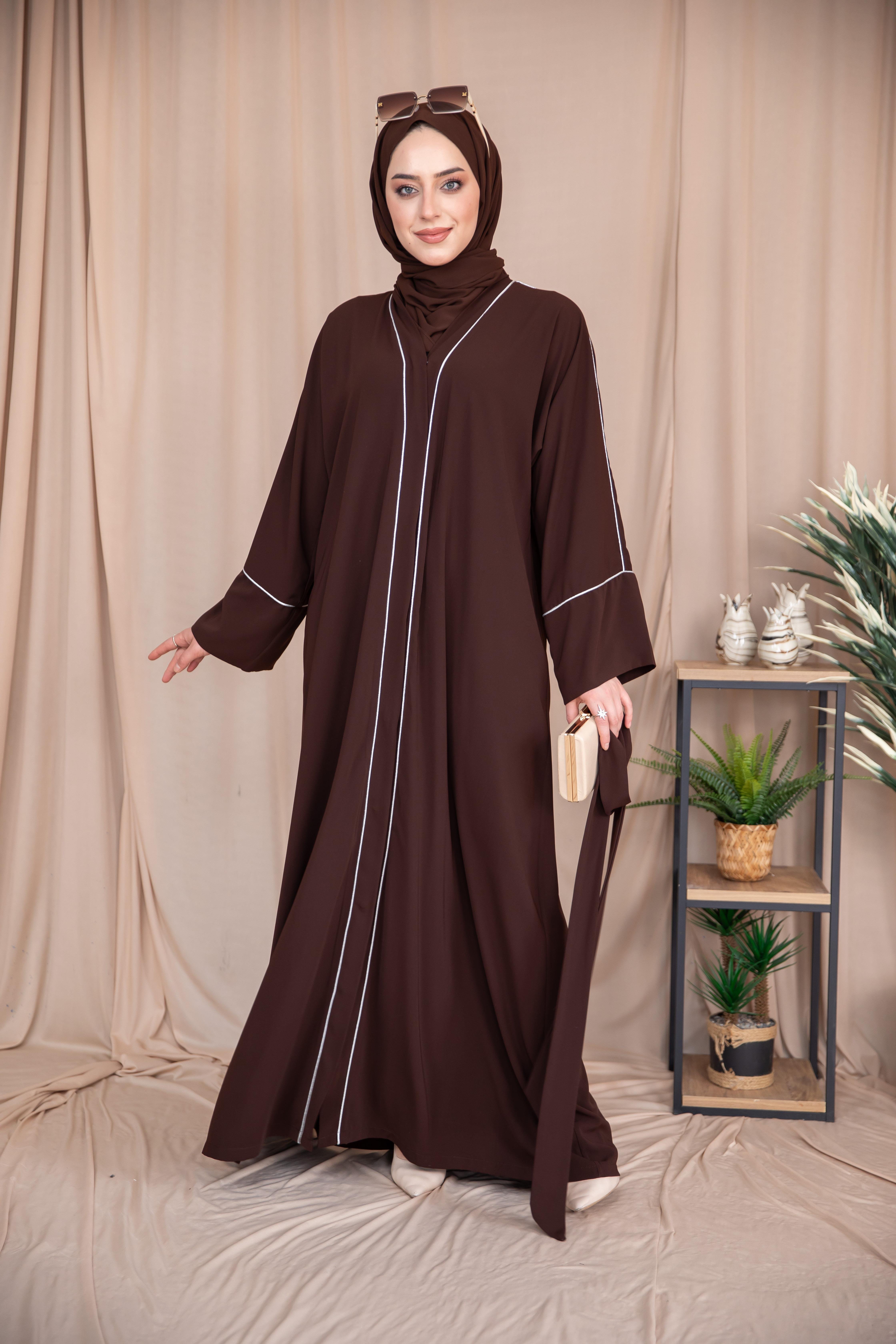 Omuz Biyeli Abaya - Acı Kahve