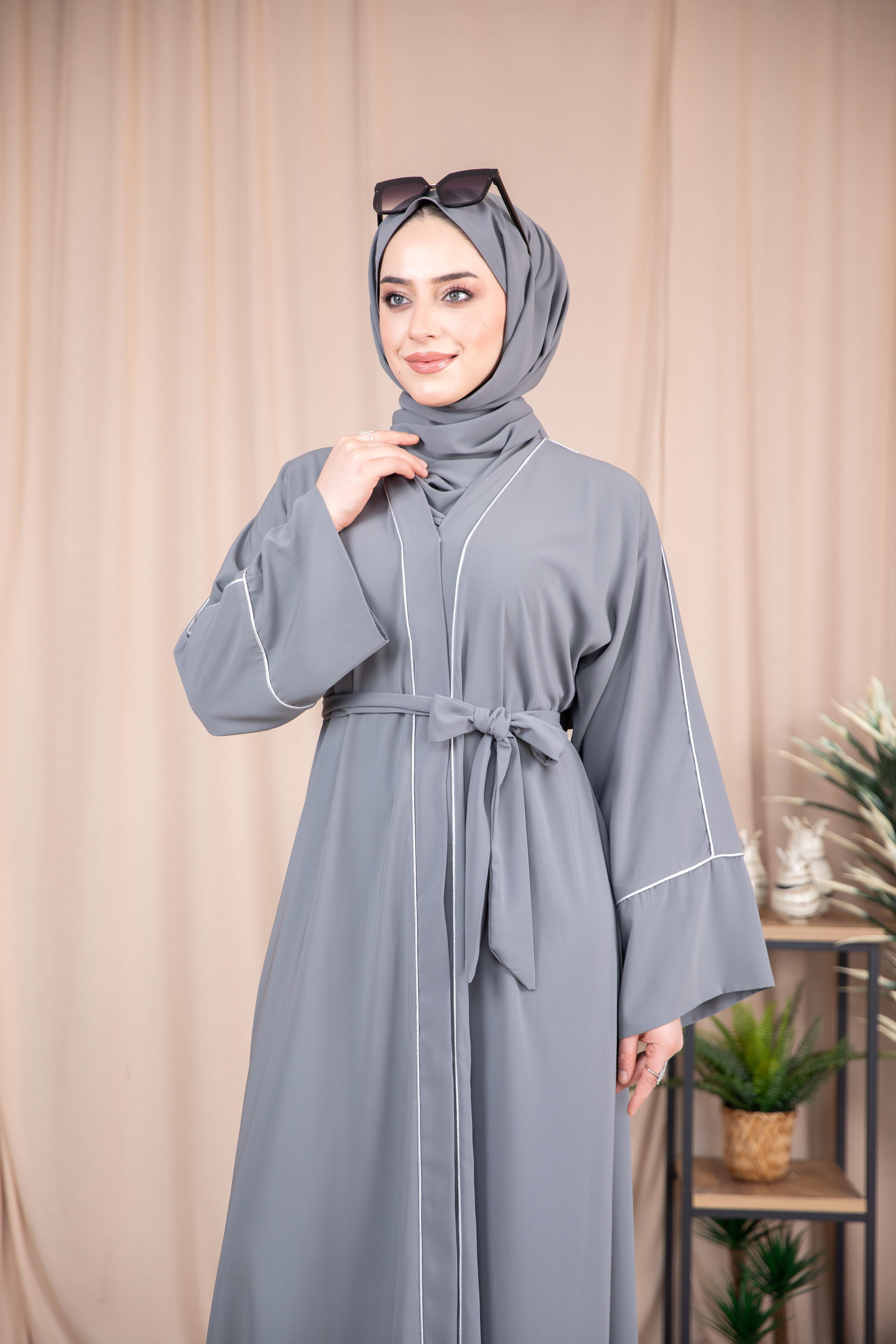 Omuz Biyeli Abaya - Füme 