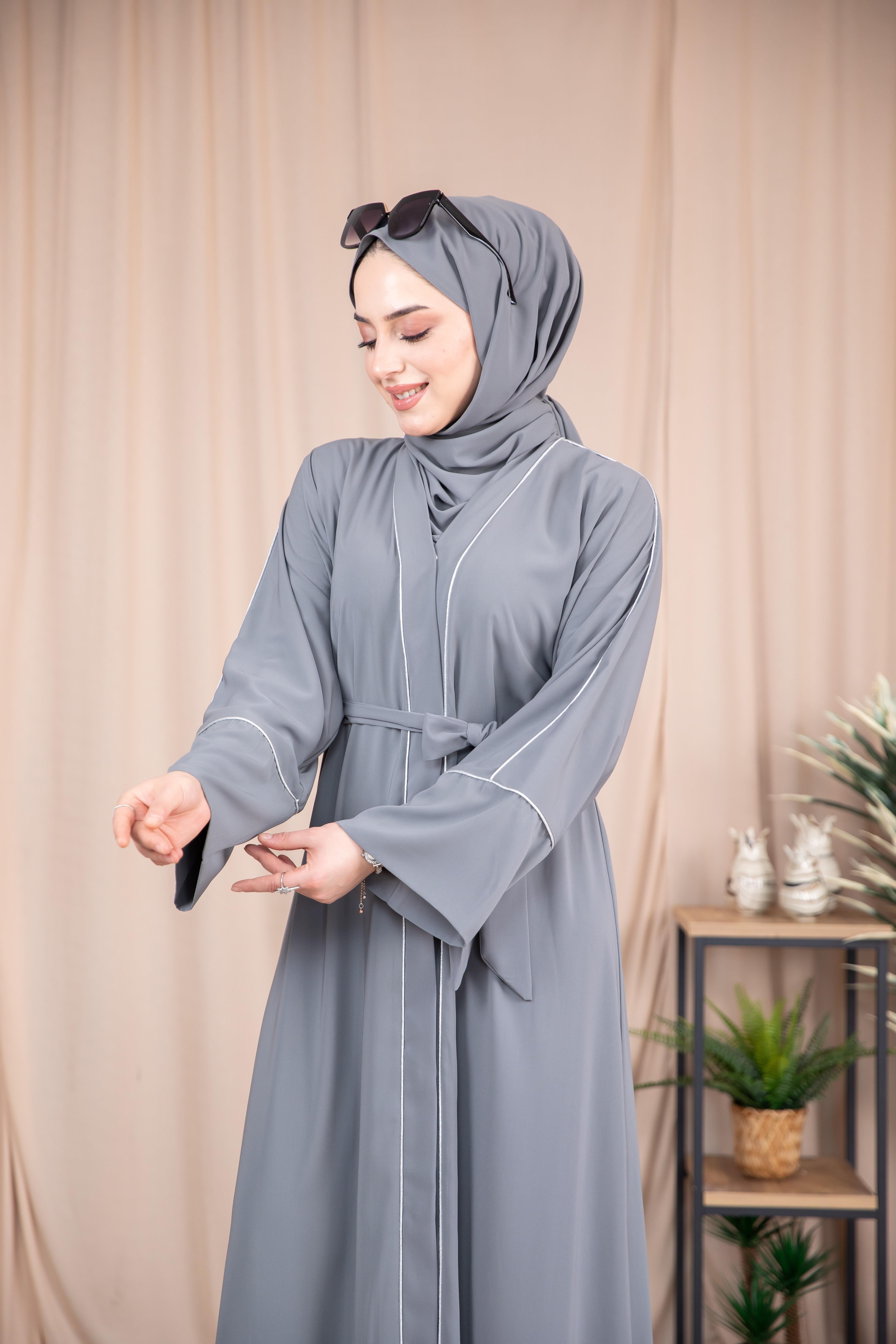 Omuz Biyeli Abaya - Füme 