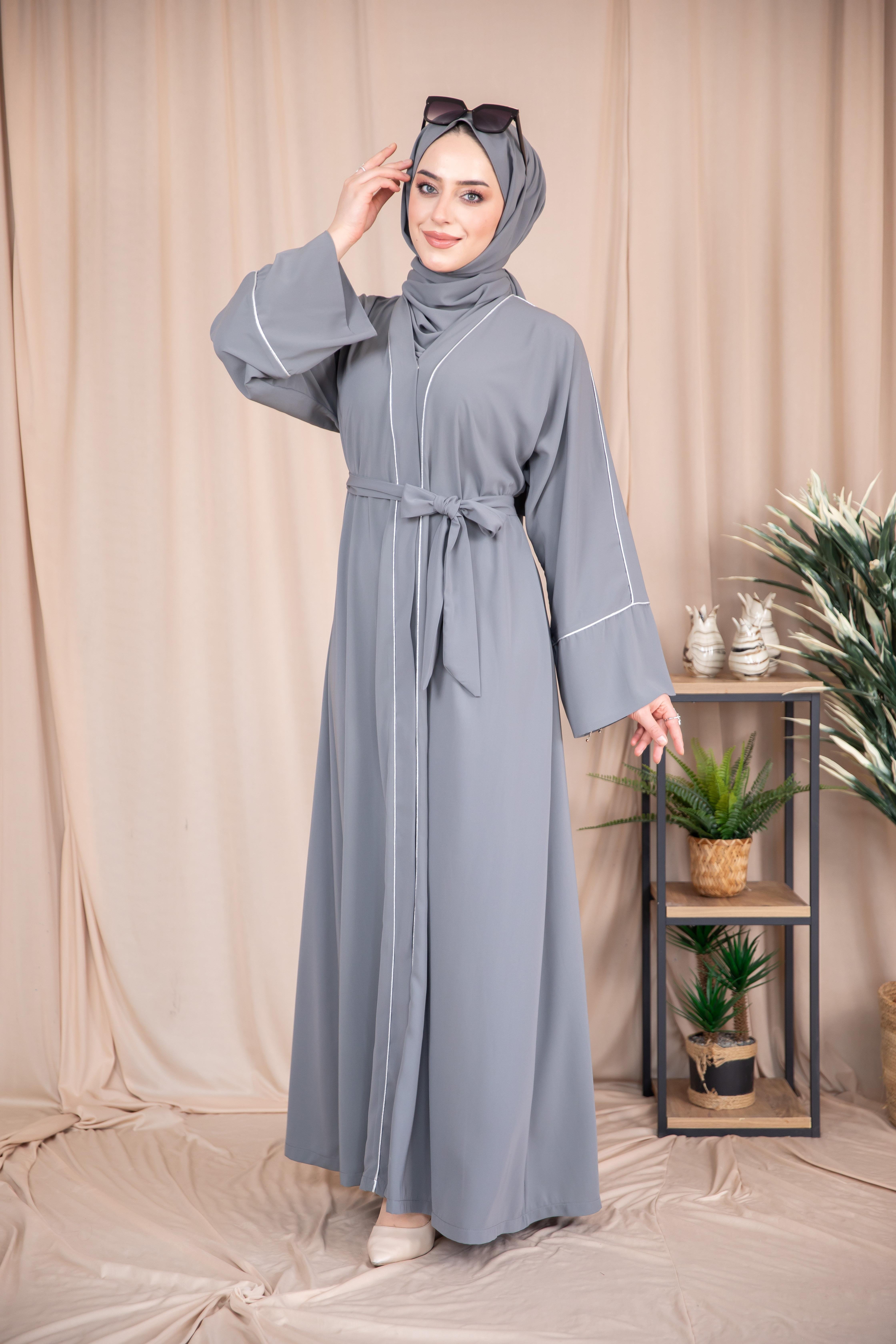 Omuz Biyeli Abaya - Füme 