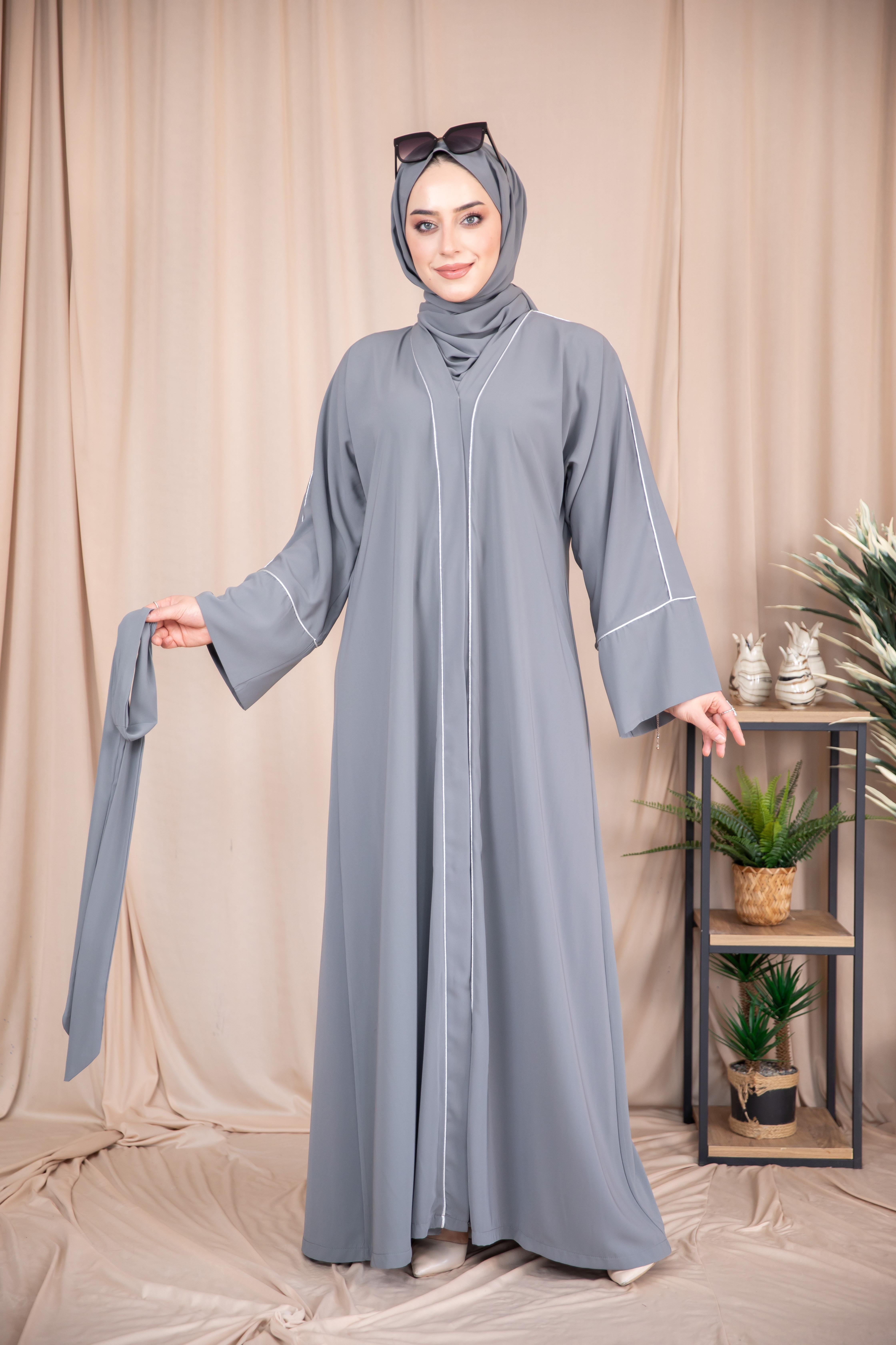 Omuz Biyeli Abaya - Füme 