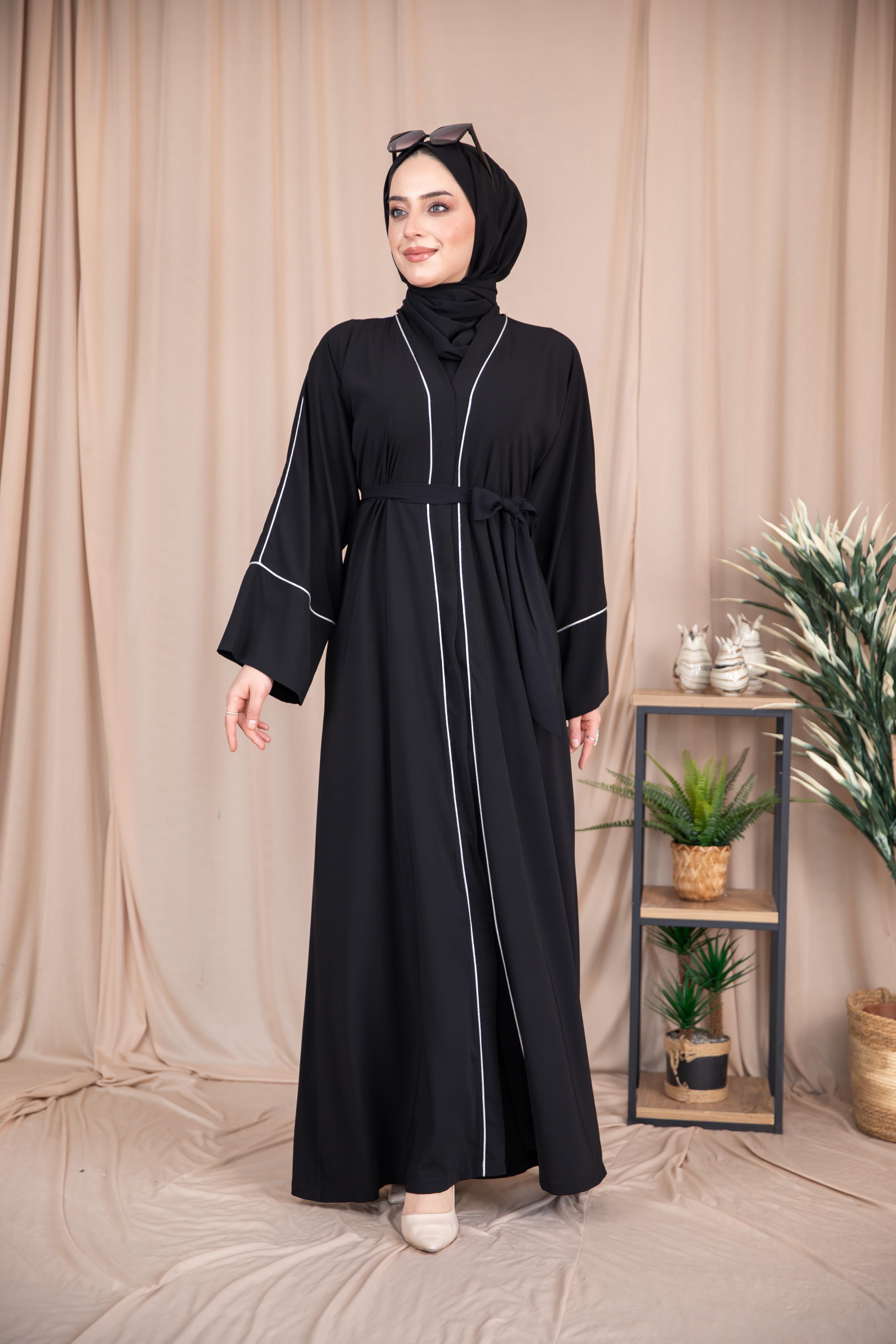 Omuz Biyeli Abaya - Siyah