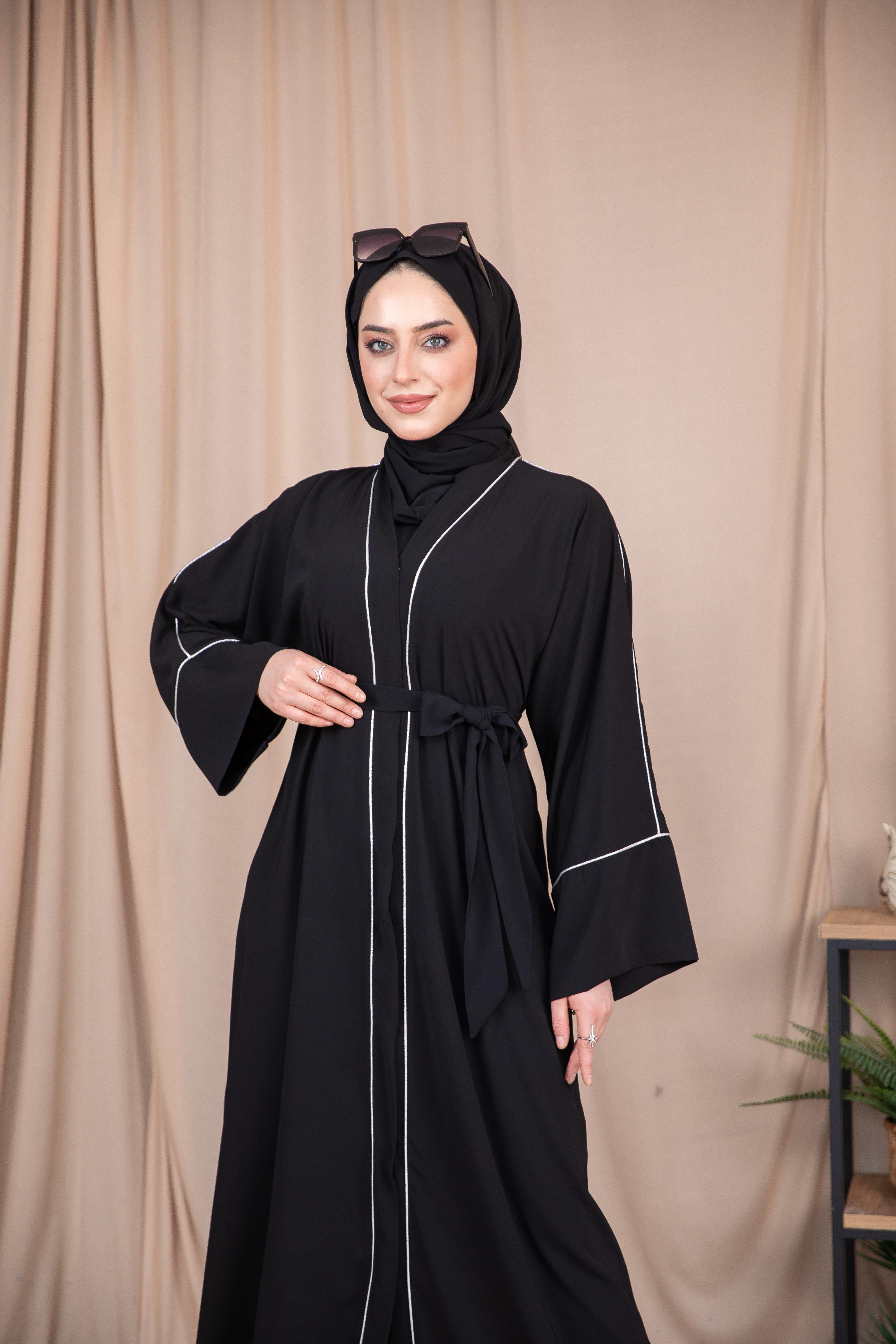 Omuz Biyeli Abaya - Siyah