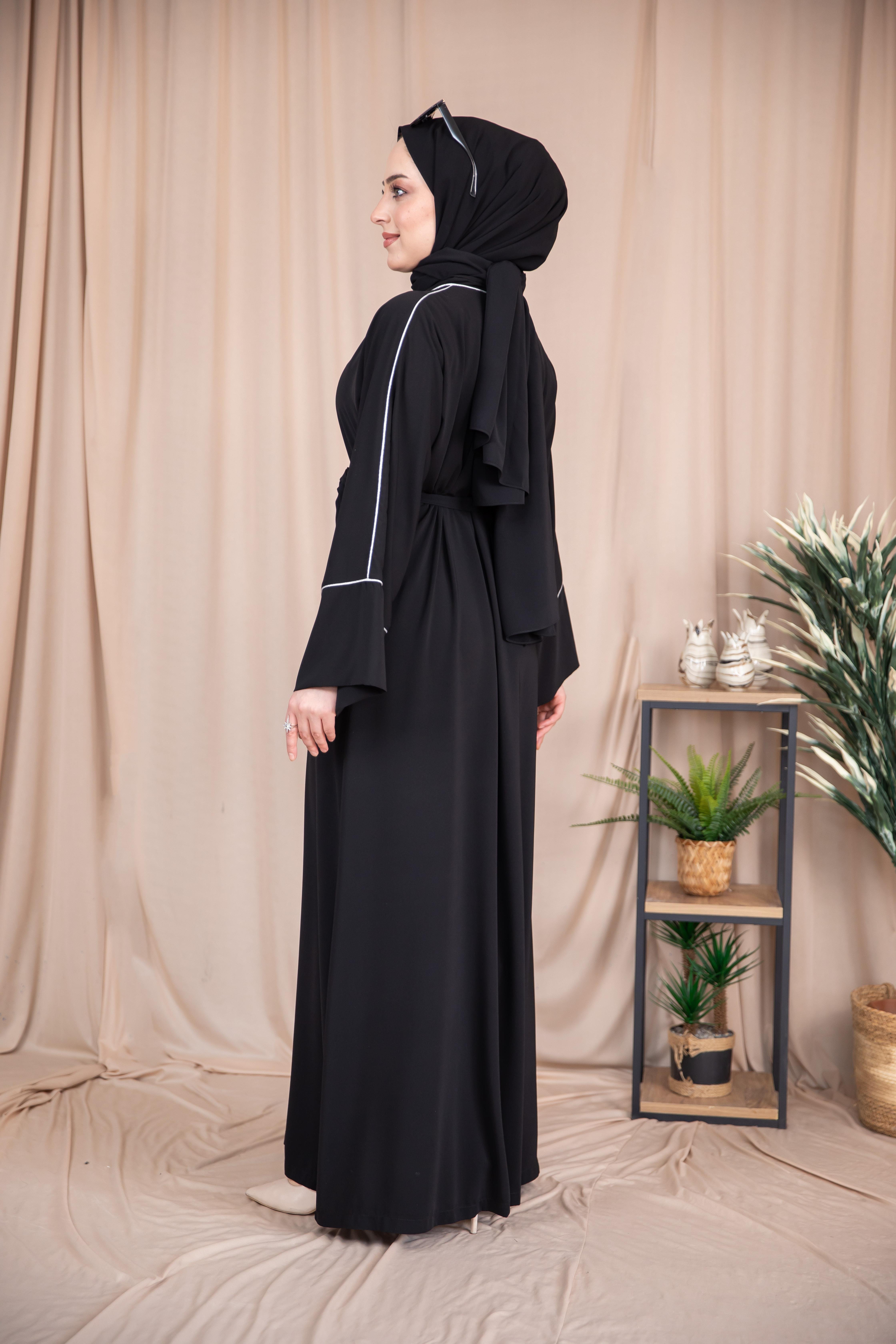 Omuz Biyeli Abaya - Siyah