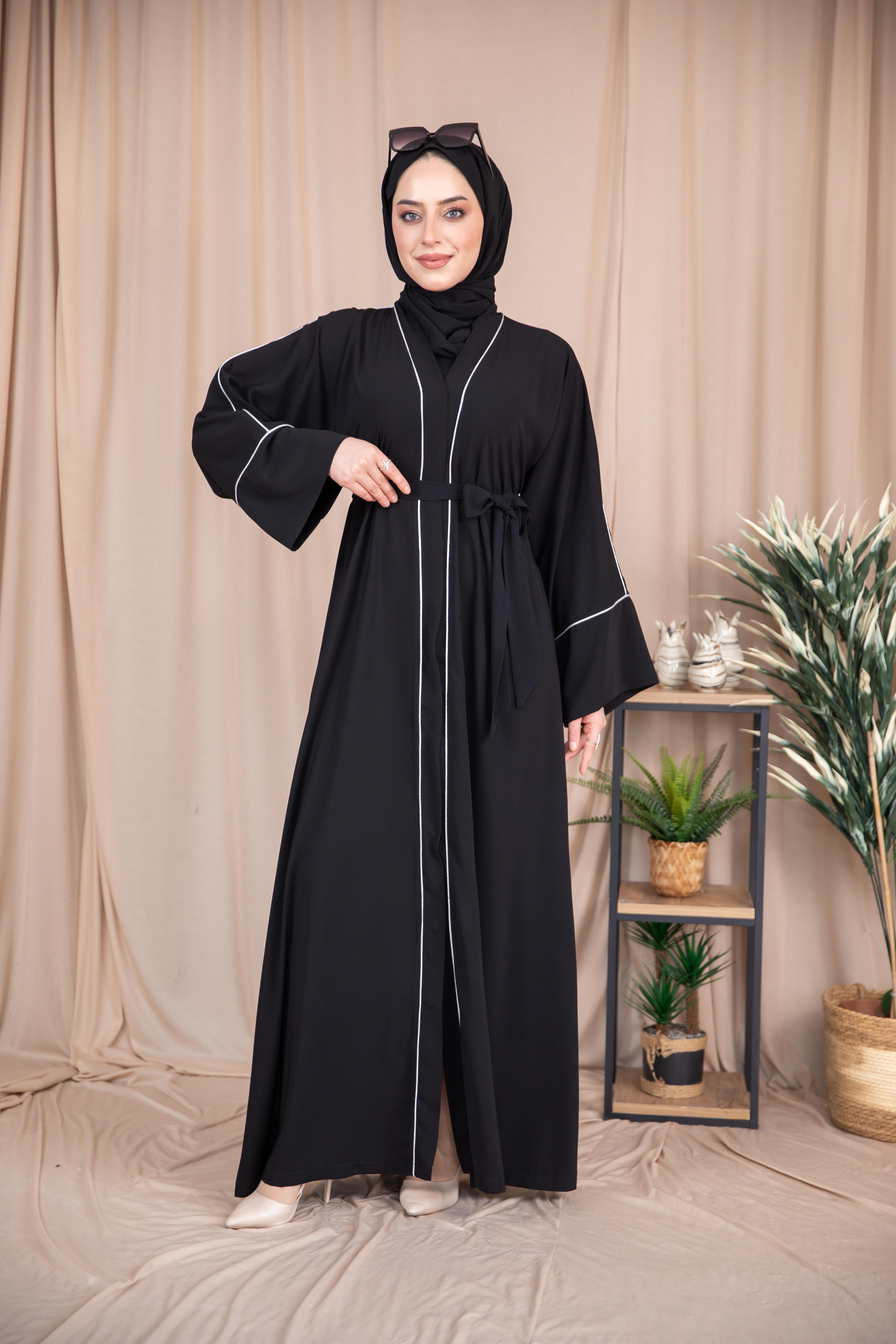 Omuz Biyeli Abaya - Siyah