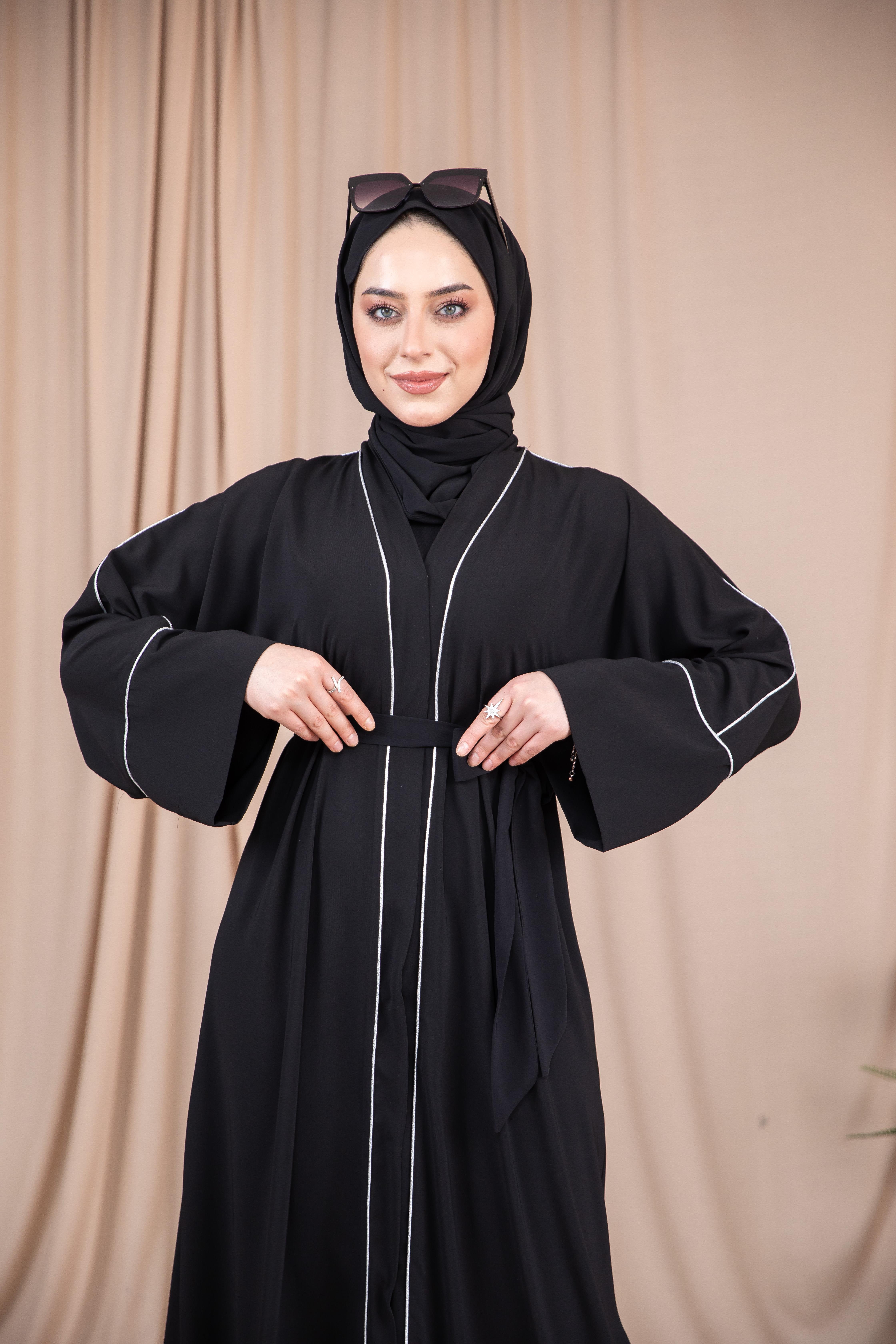 Omuz Biyeli Abaya - Siyah