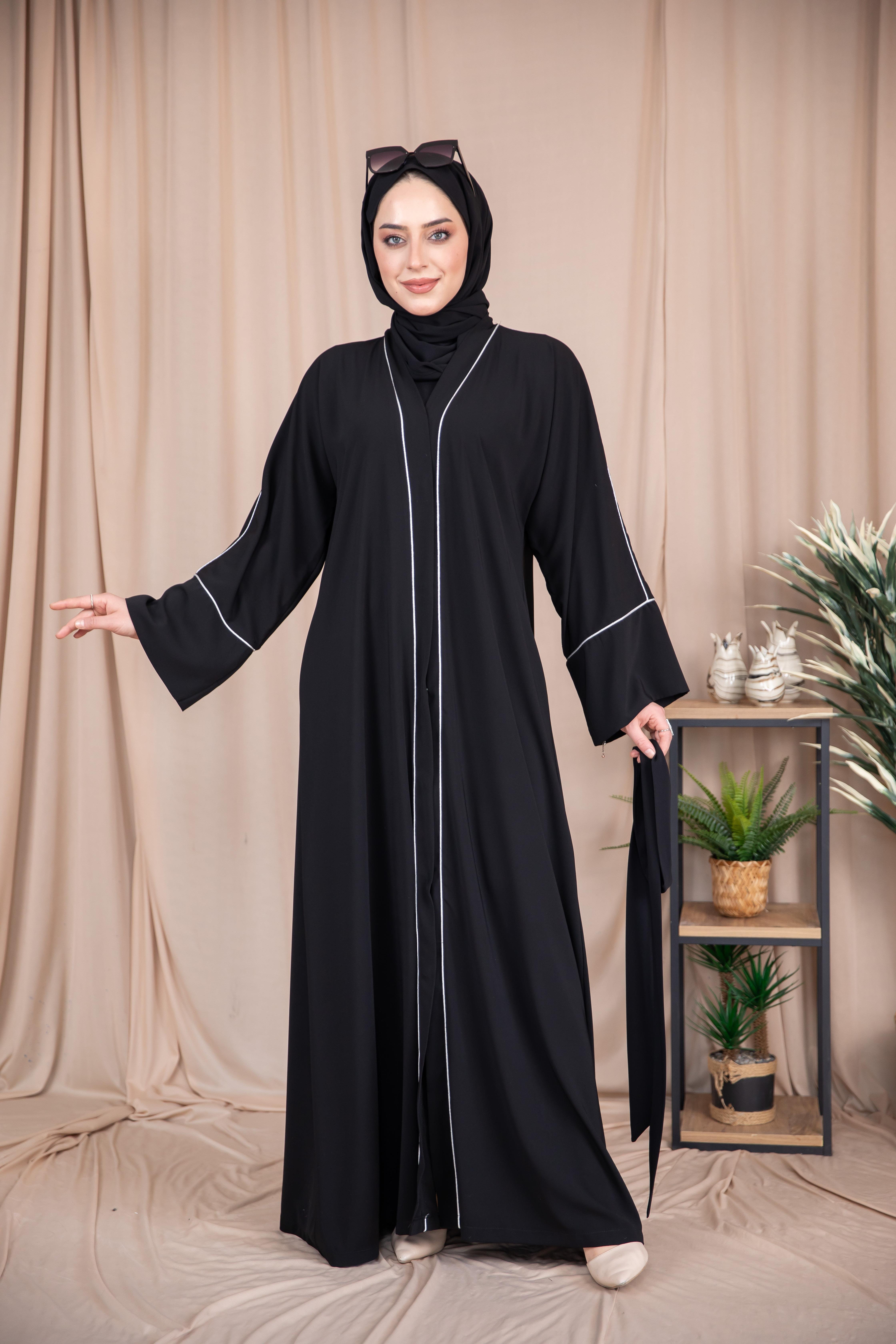 Omuz Biyeli Abaya - Siyah