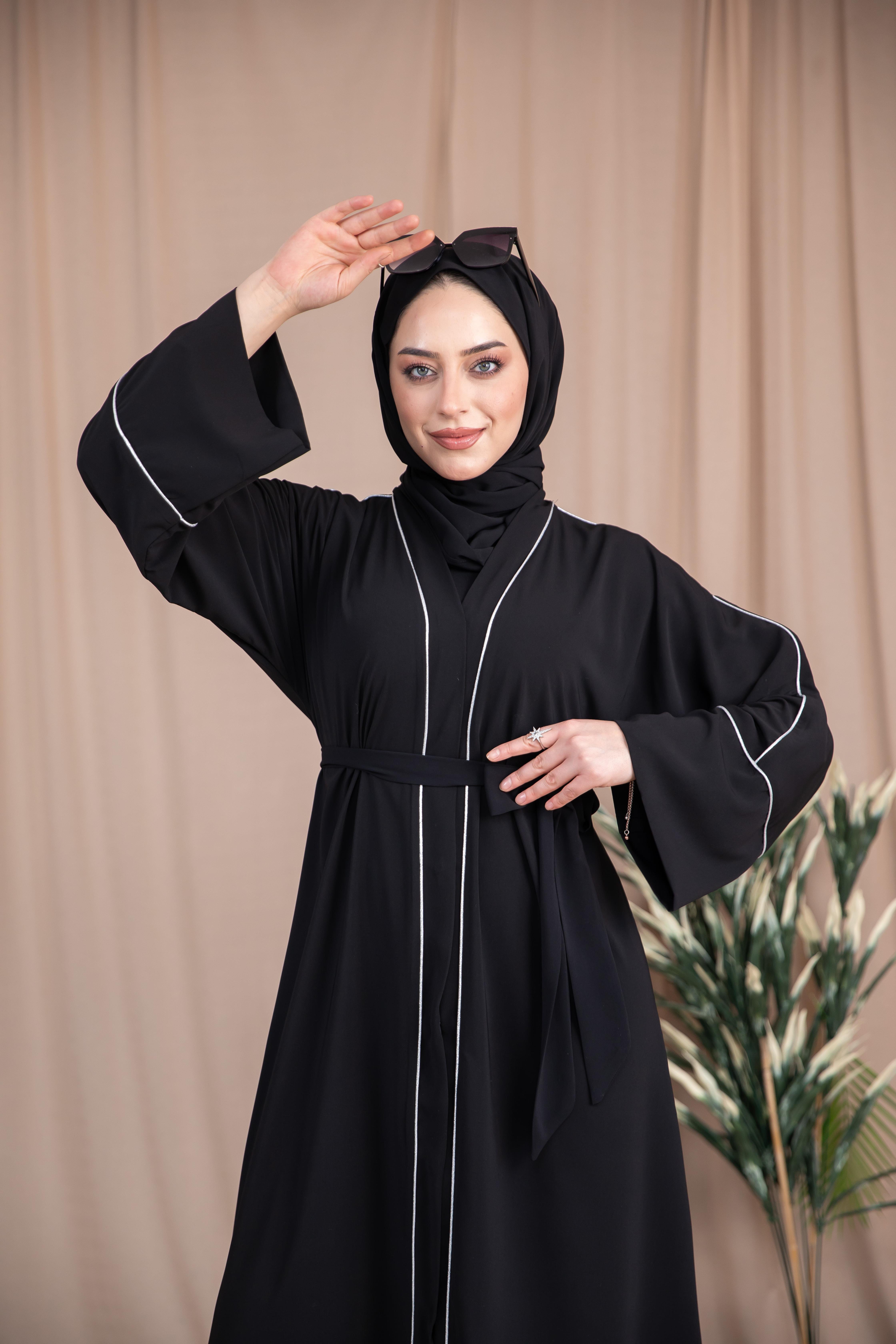 Omuz Biyeli Abaya - Siyah