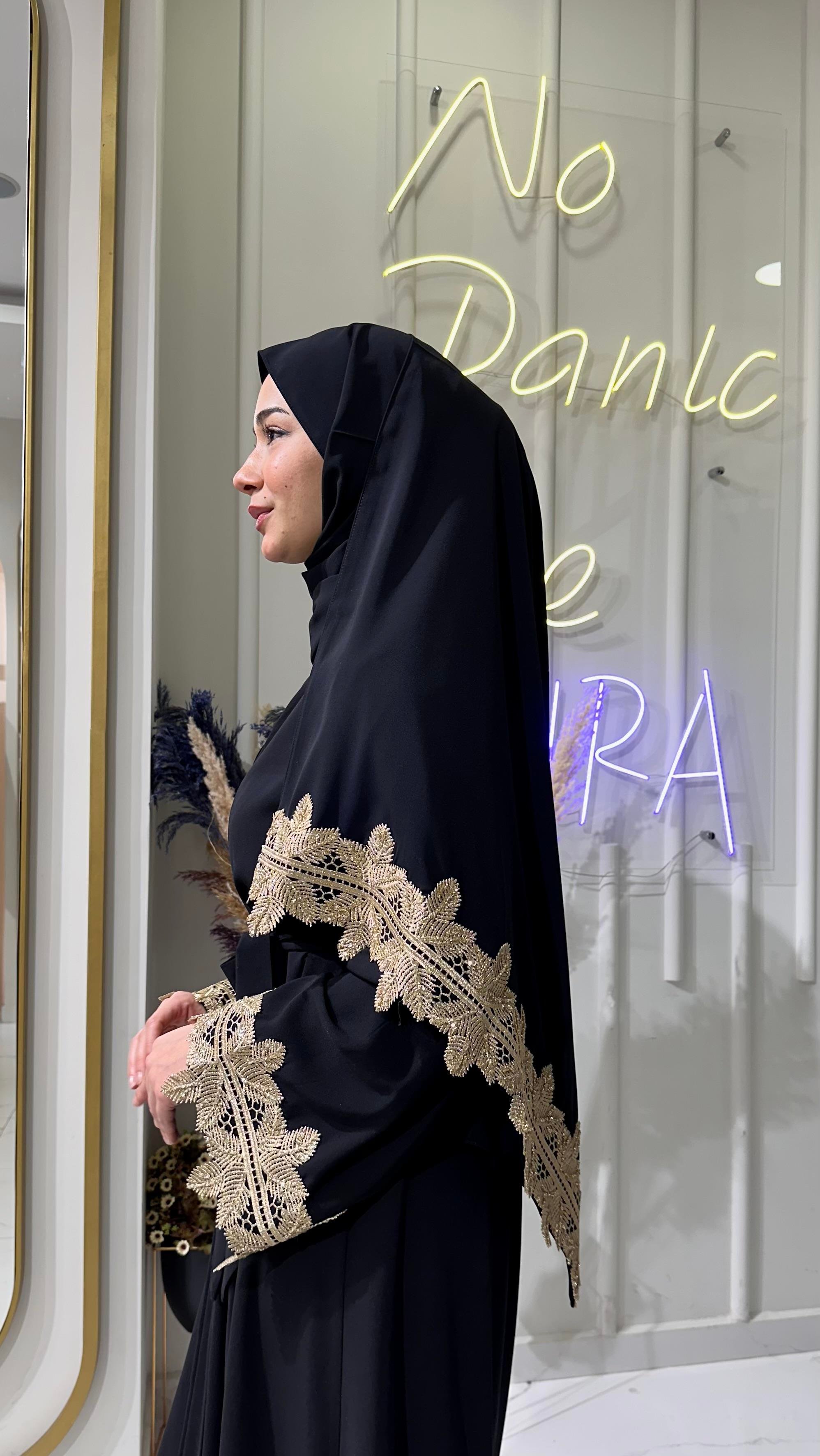 SAHRA abaya takım siyah  