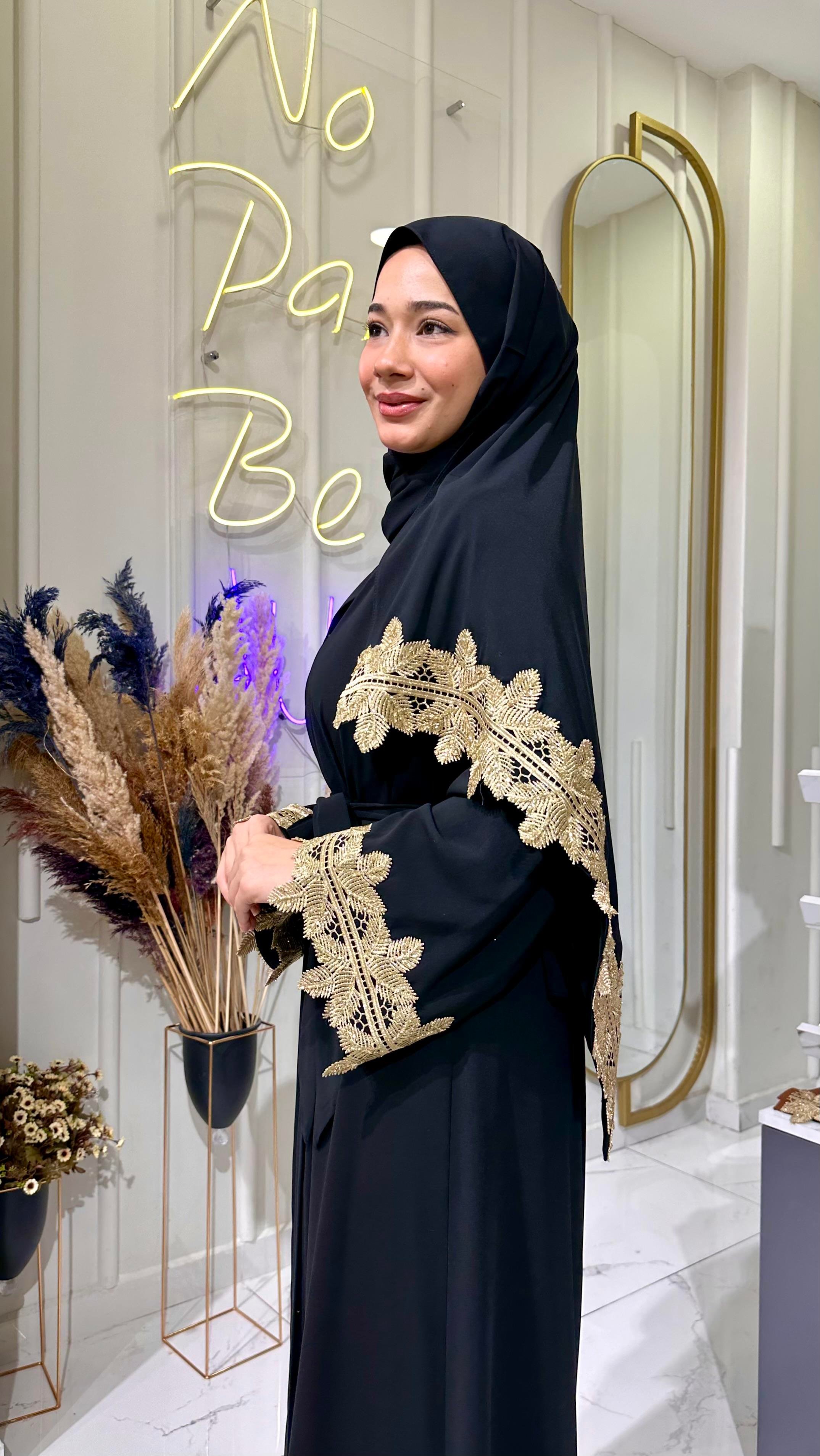 SAHRA abaya takım siyah  