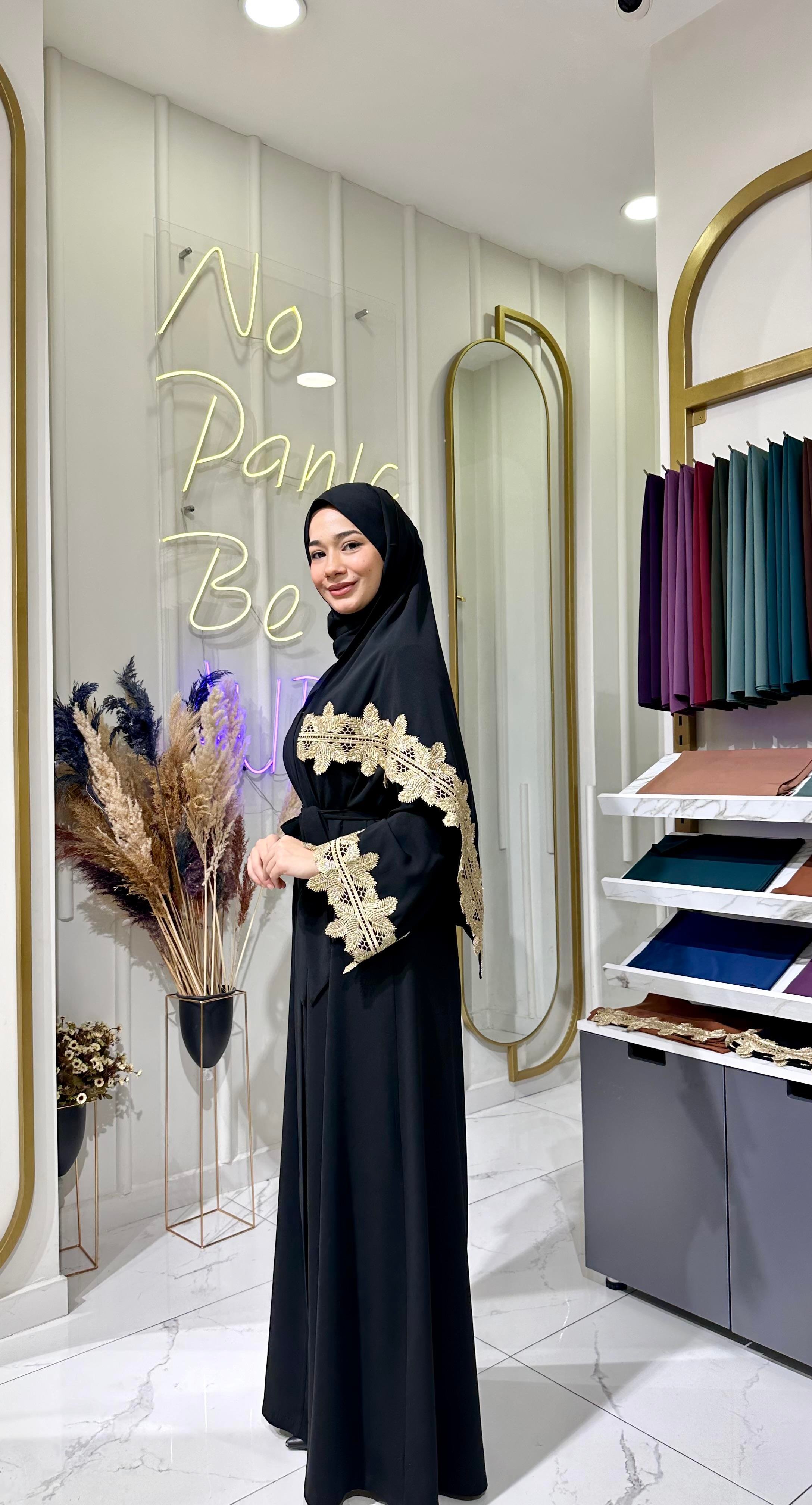 SAHRA abaya takım siyah  