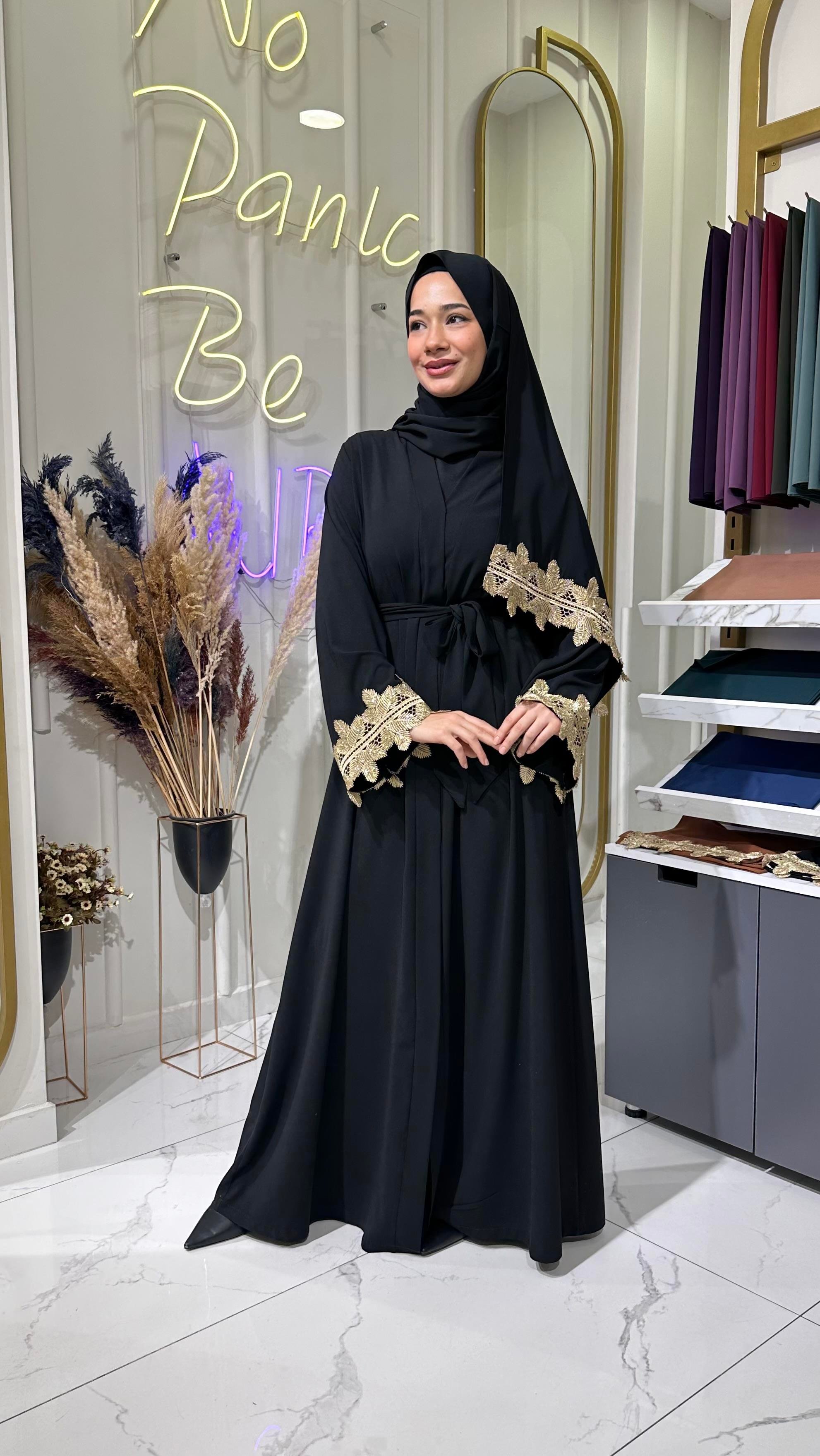 SAHRA abaya takım siyah  