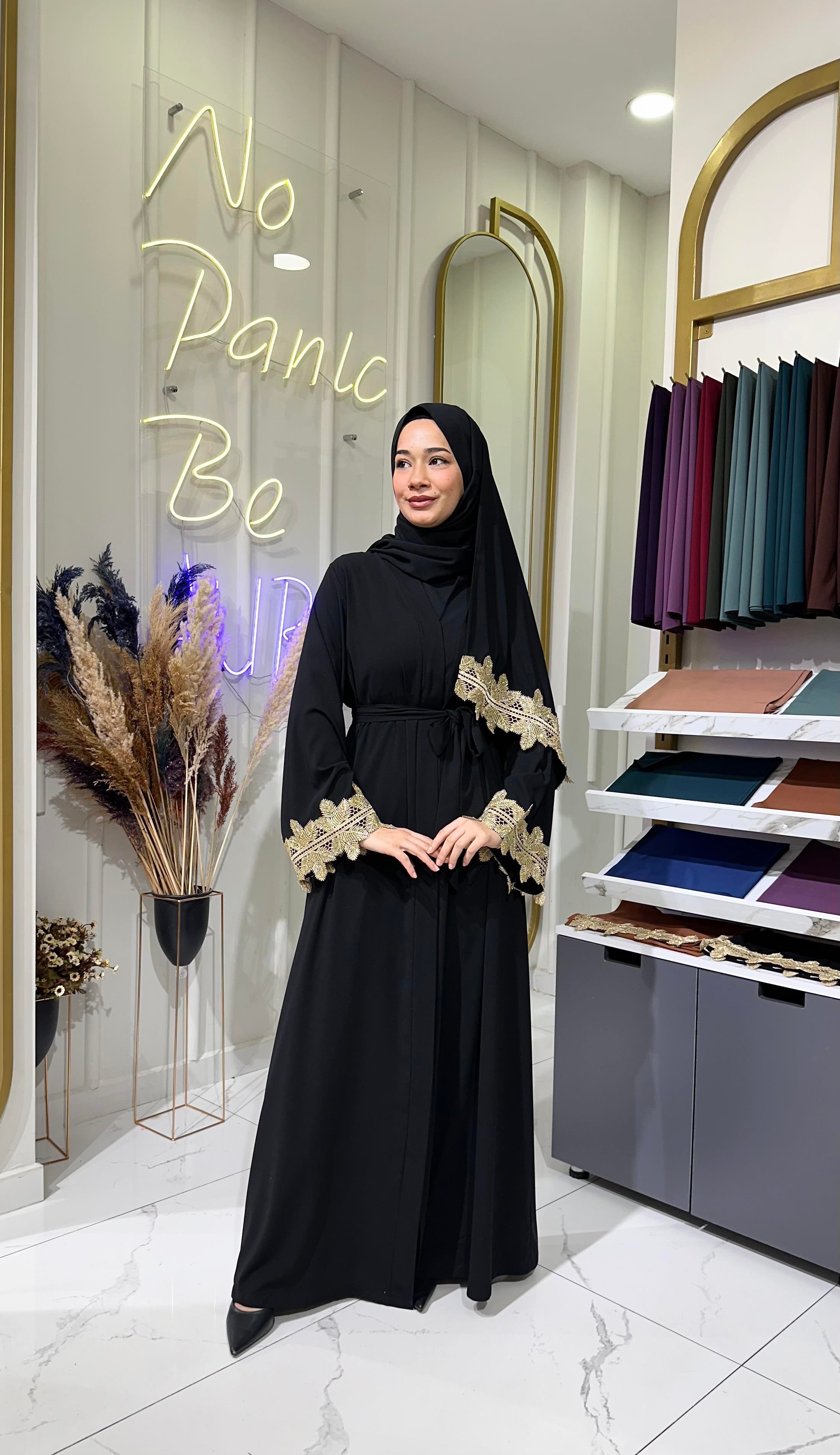 SAHRA abaya takım siyah  