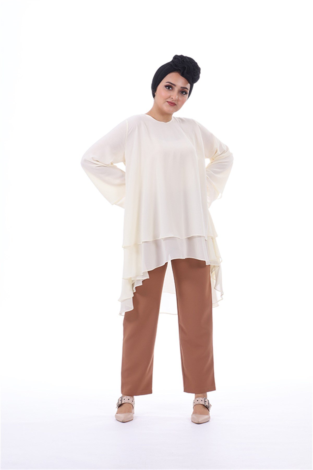 Şifon Tunik - Ekru