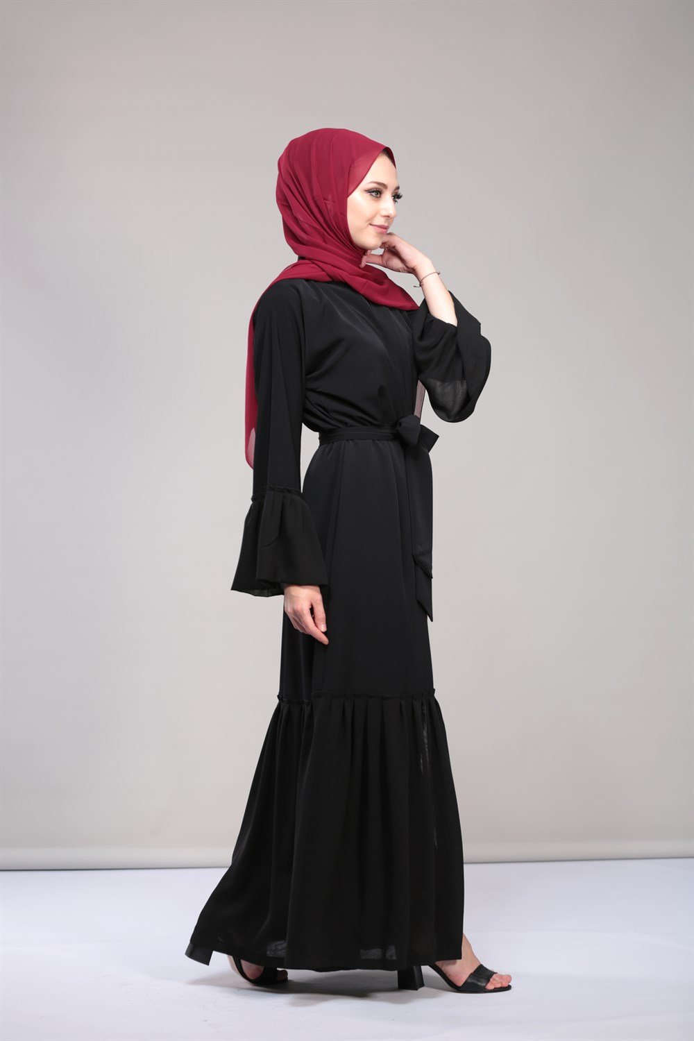 ŞİFONLU ABAYA-SİYAH