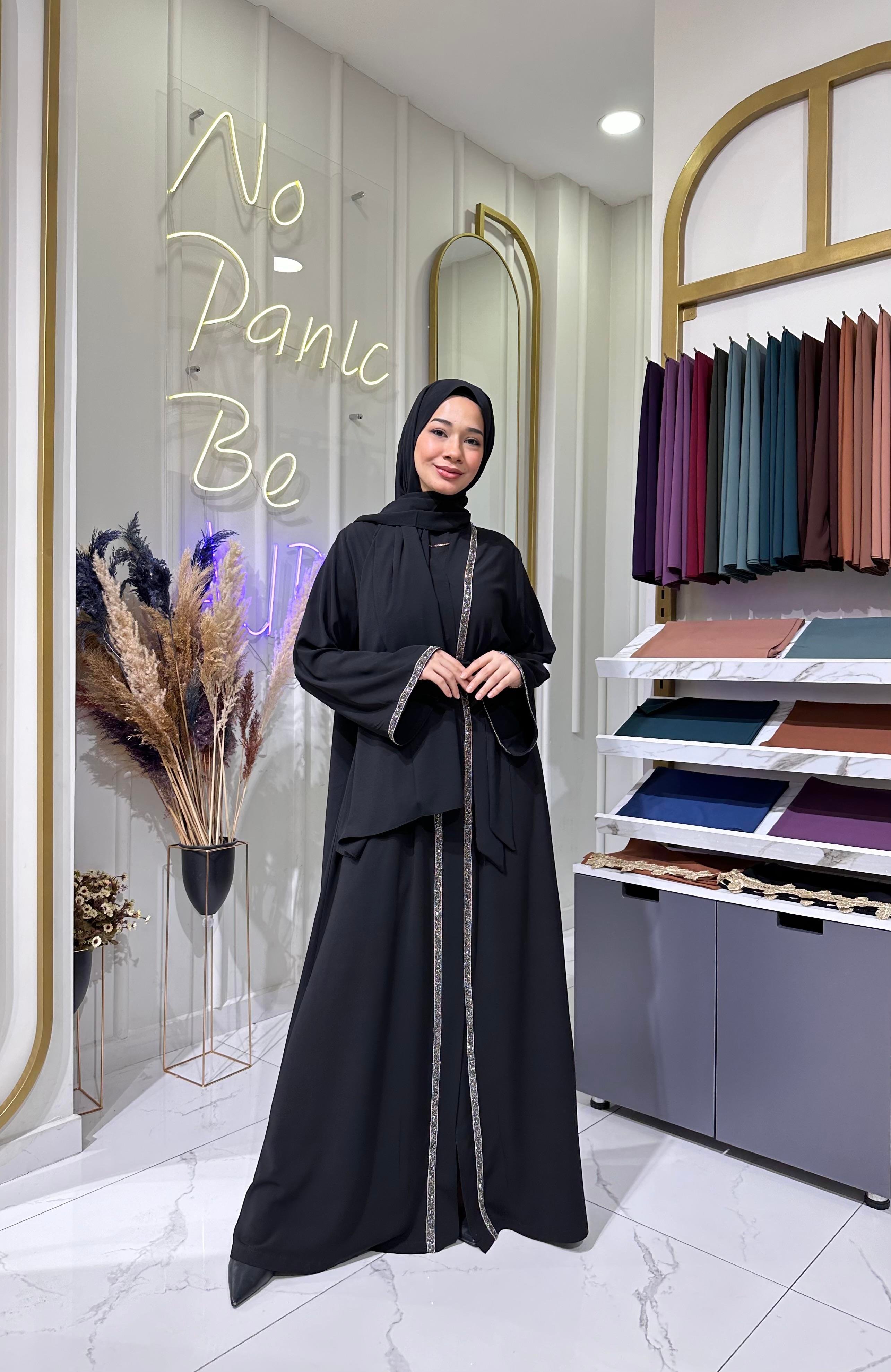 Taş şerit abaya 