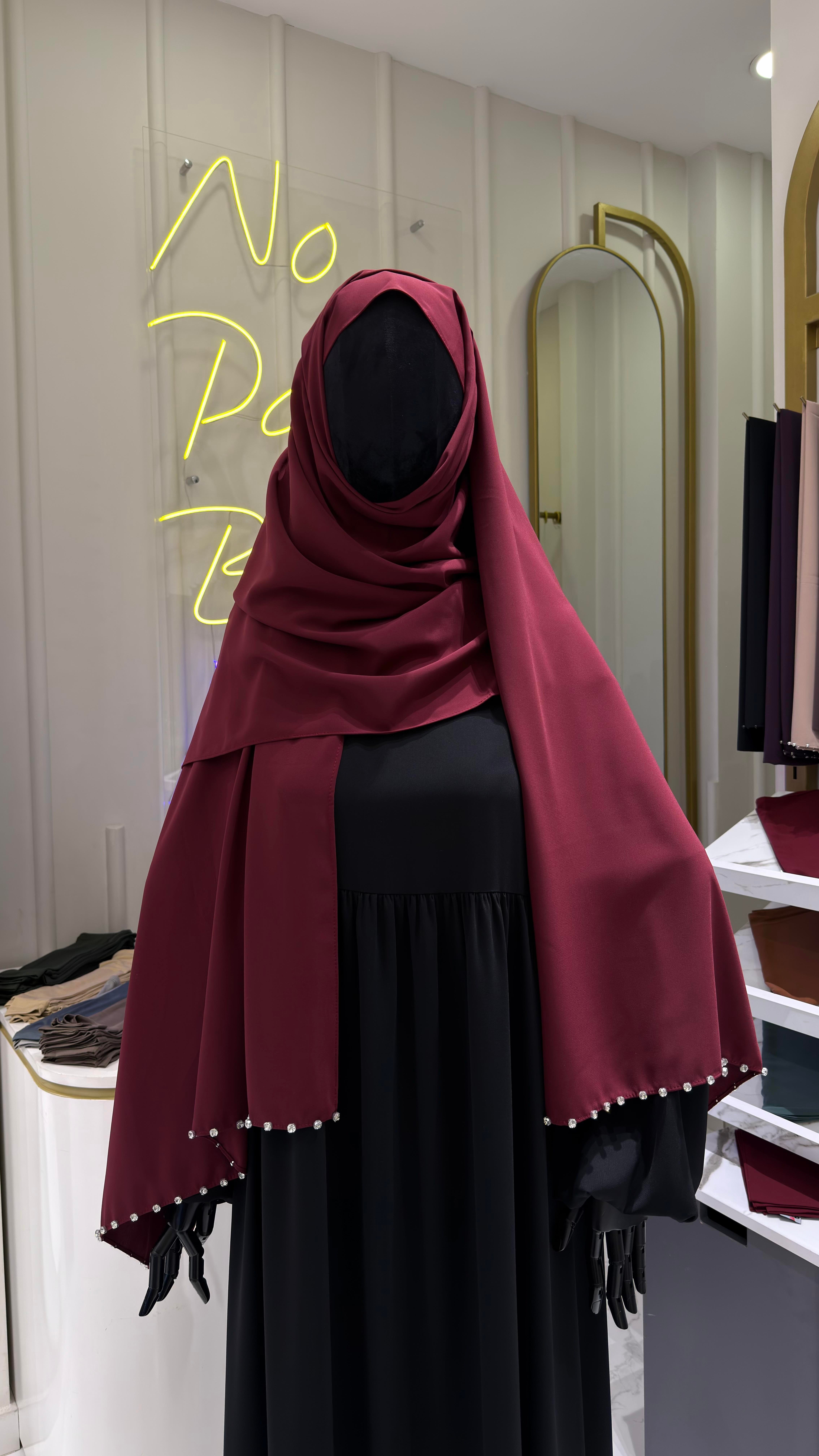 Taşlı Şal - Bordo