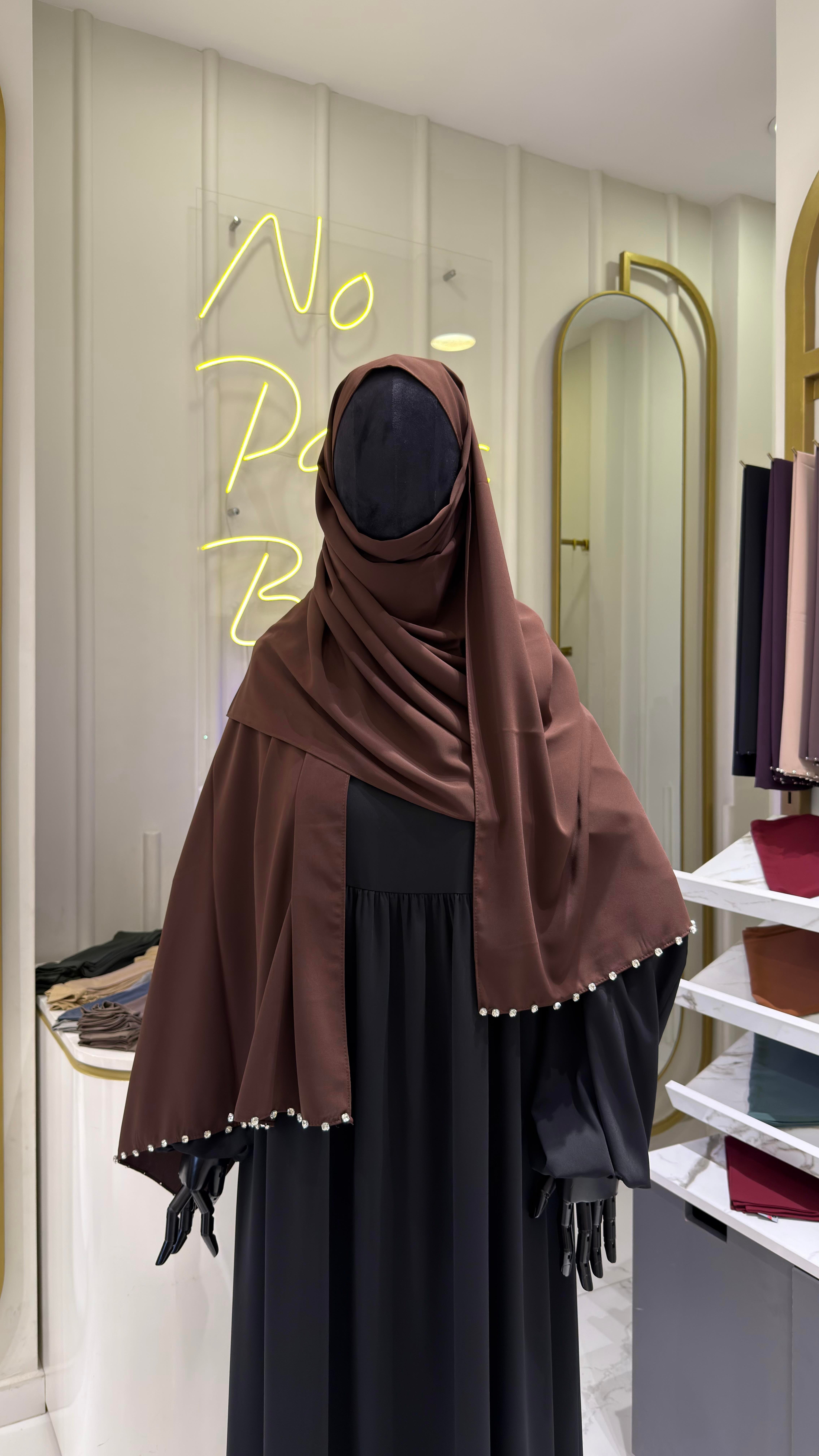 Taşlı Şal - Kahve