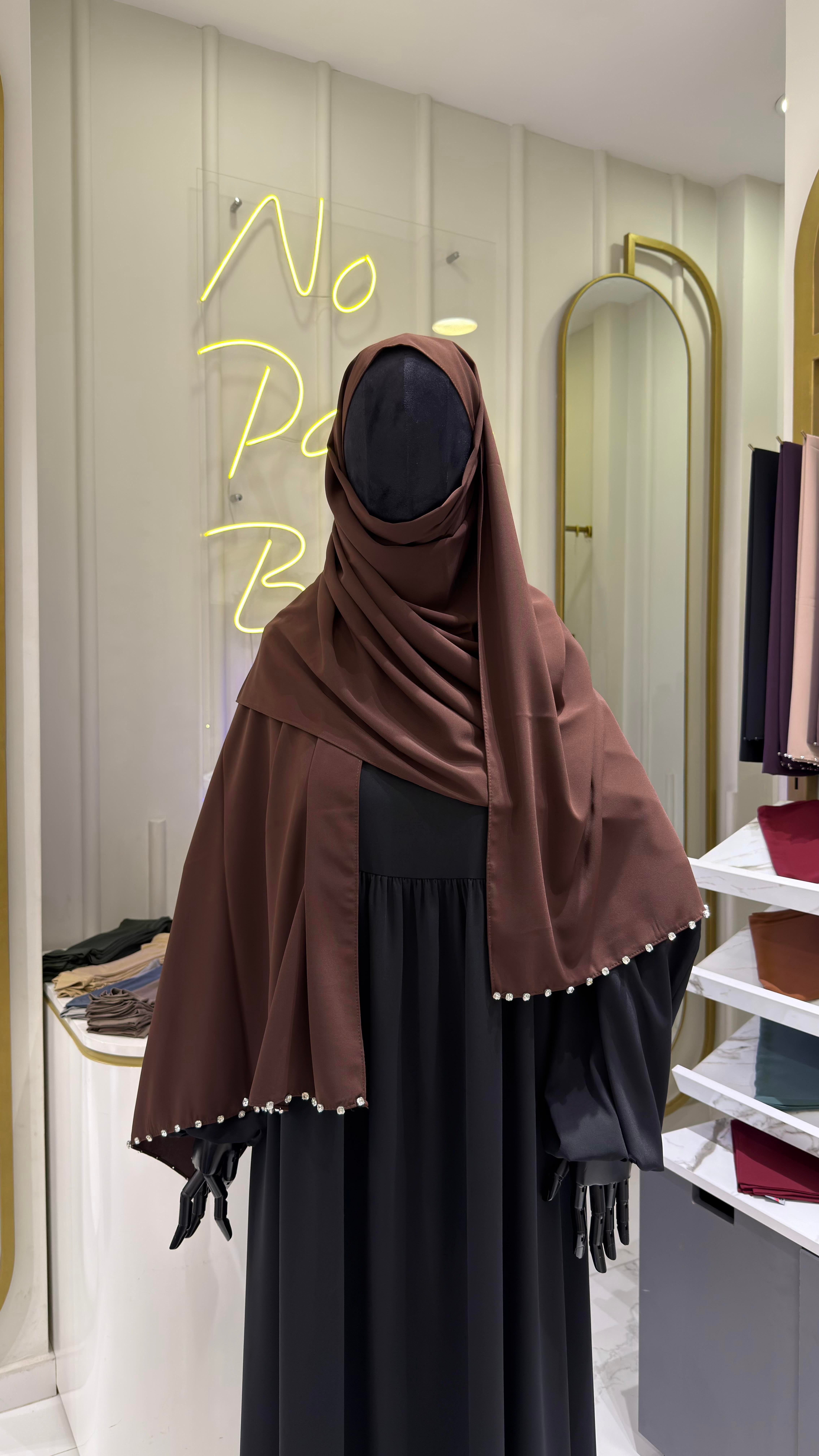 Taşlı Şal - Kahve