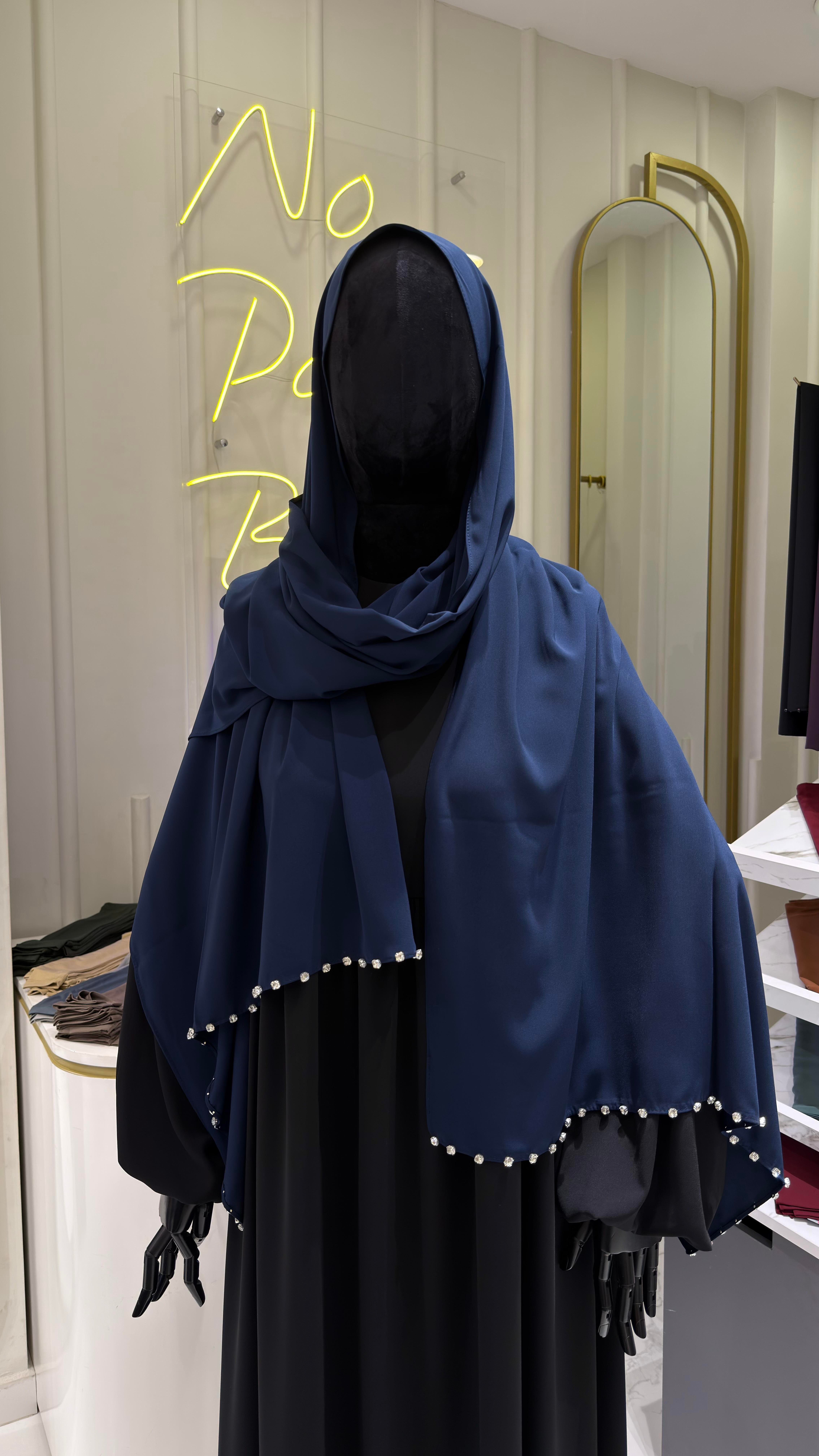 Taşlı Şal - Lacivert