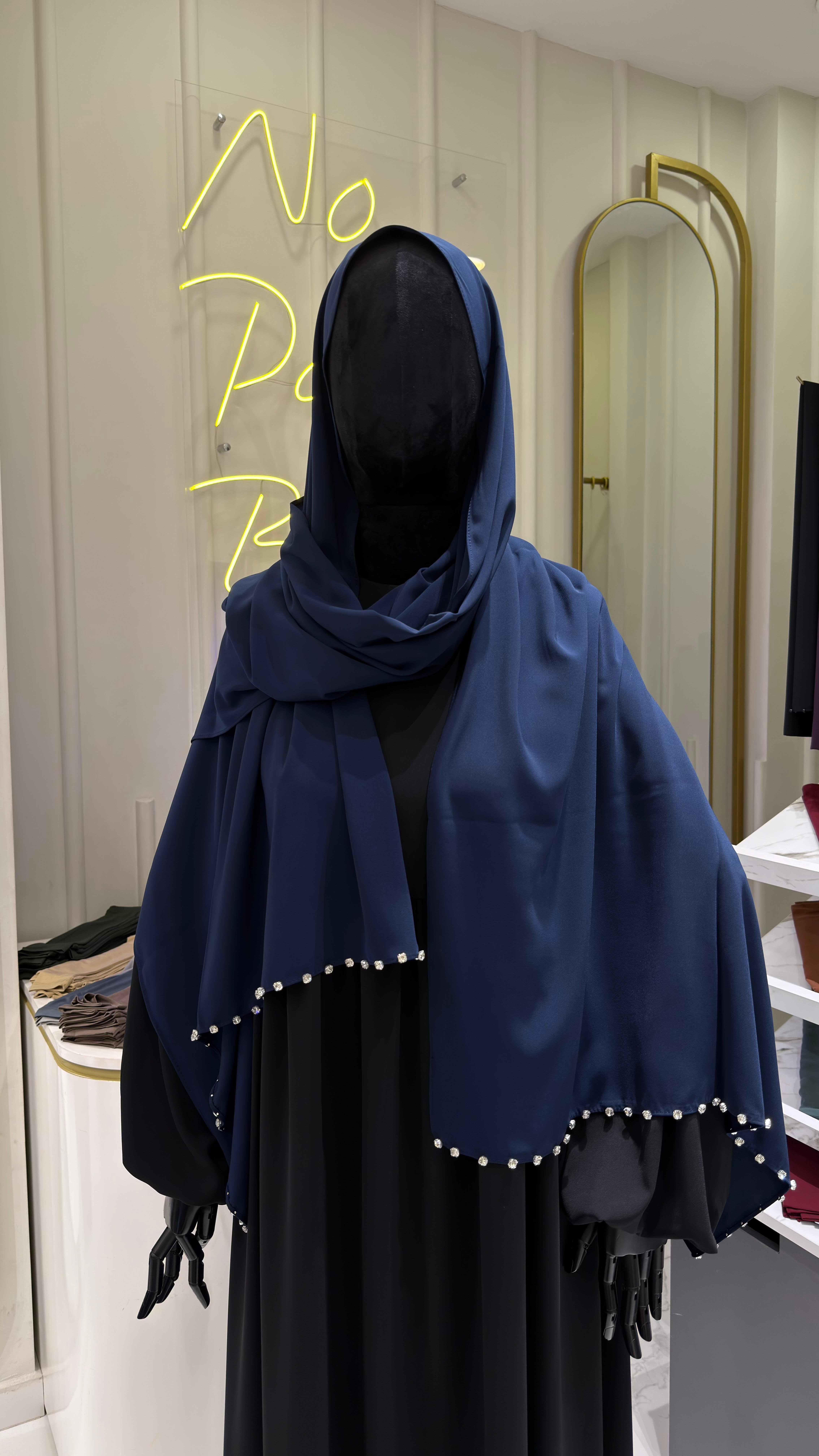 Taşlı Şal - Lacivert