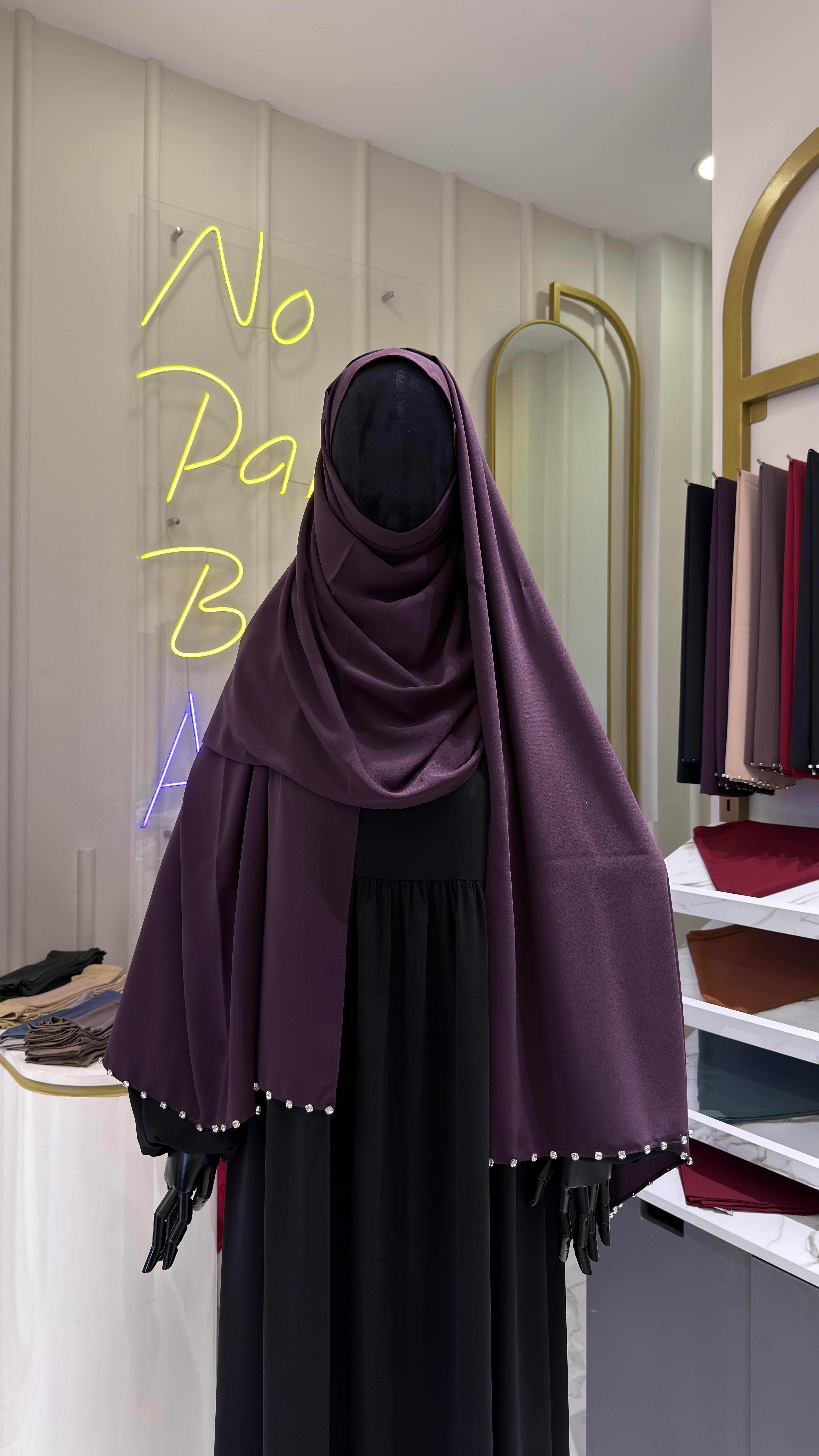 Taşlı Şal - Mürdüm